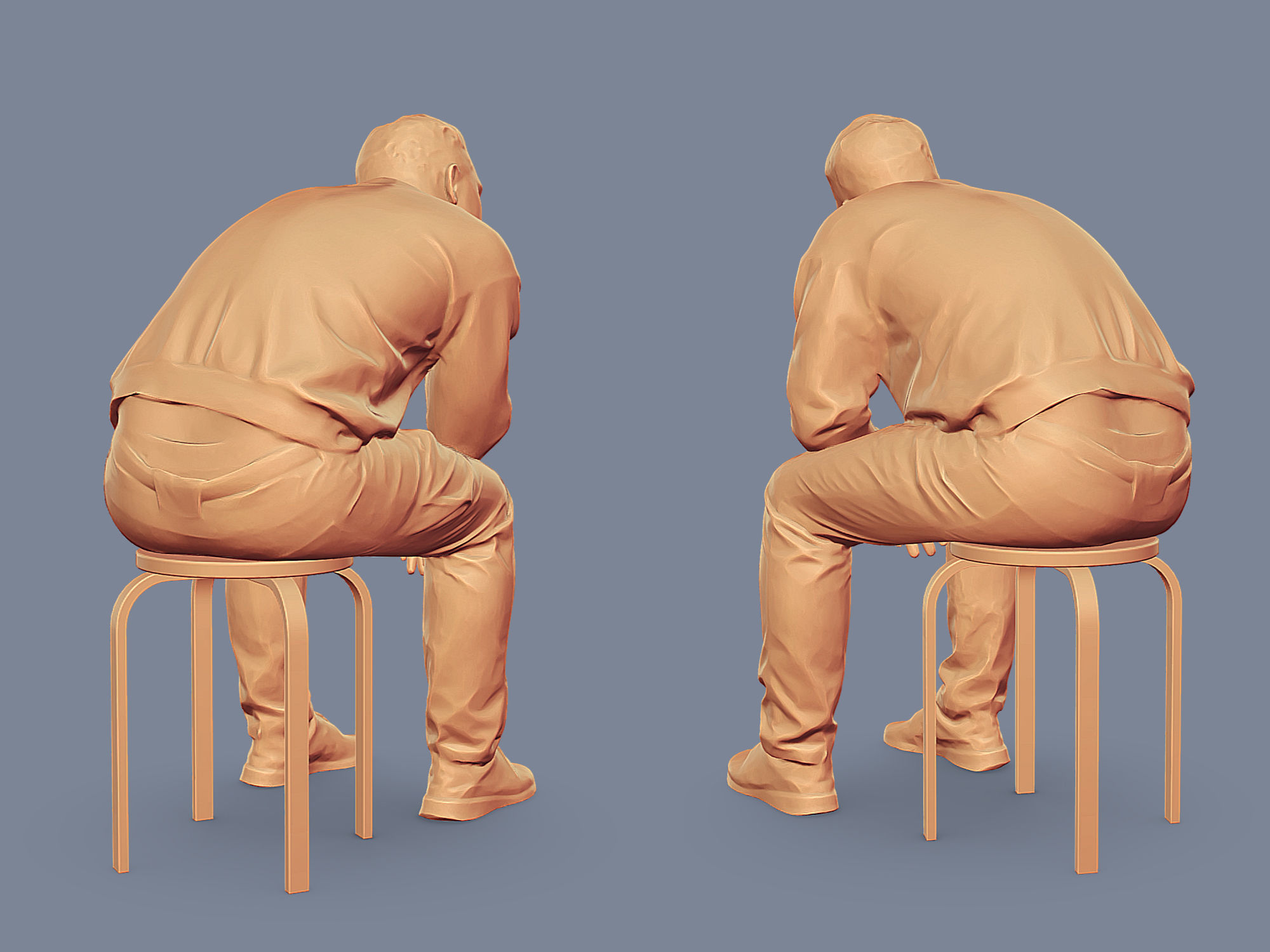 Guy Sits in Line 3D model_5