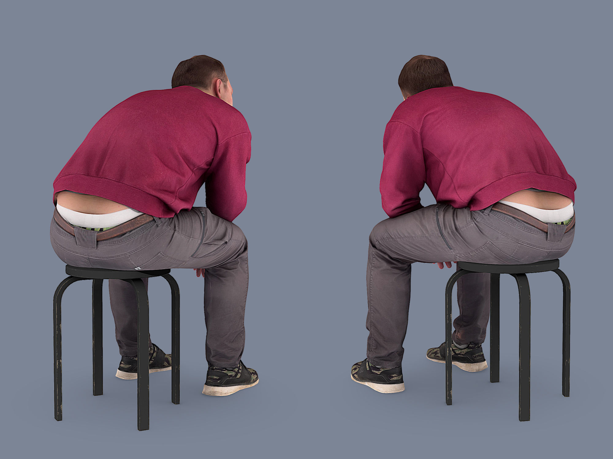 Guy Sits in Line 3D model_4