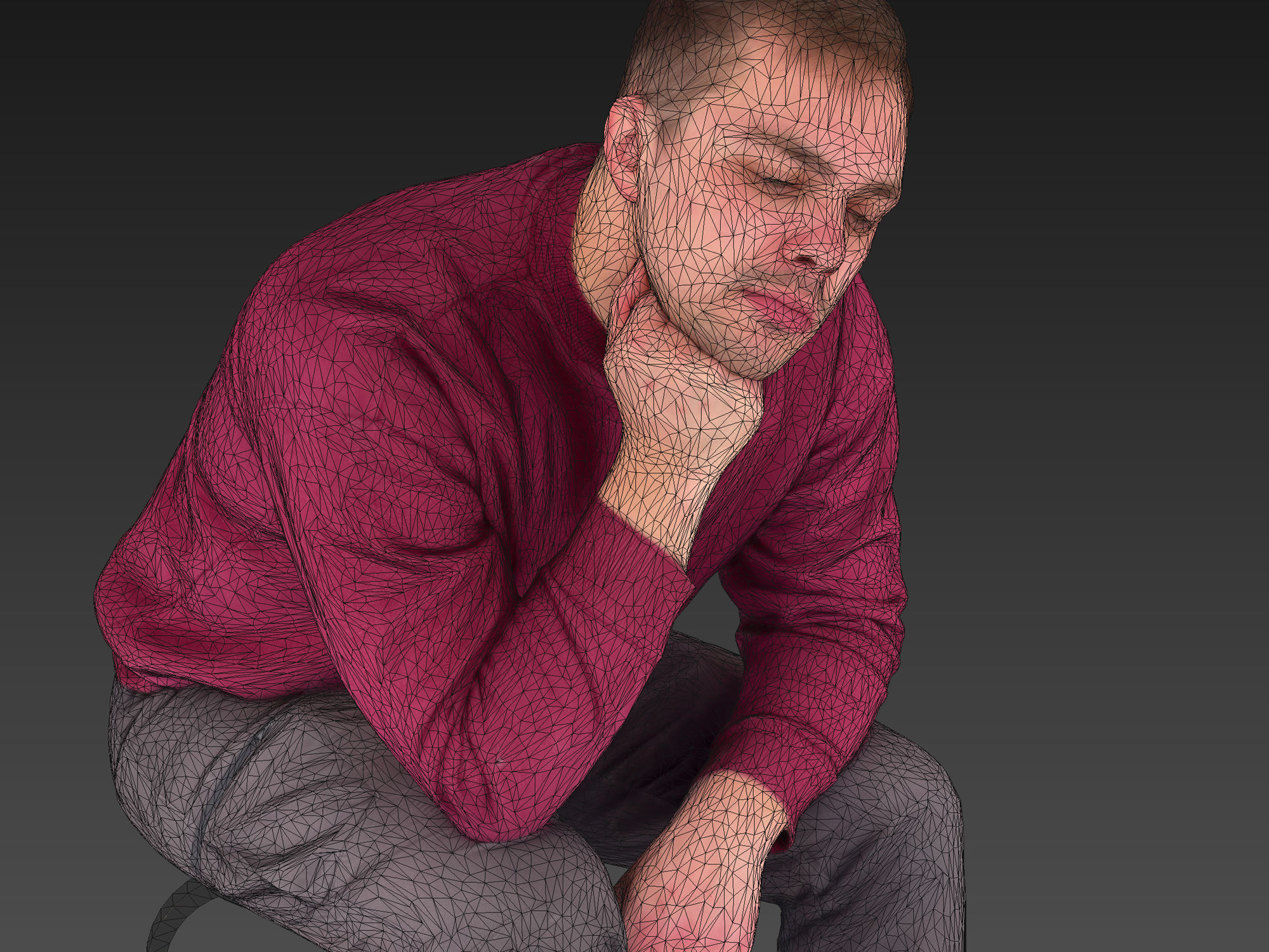 Guy Sits in Line 3D model_6