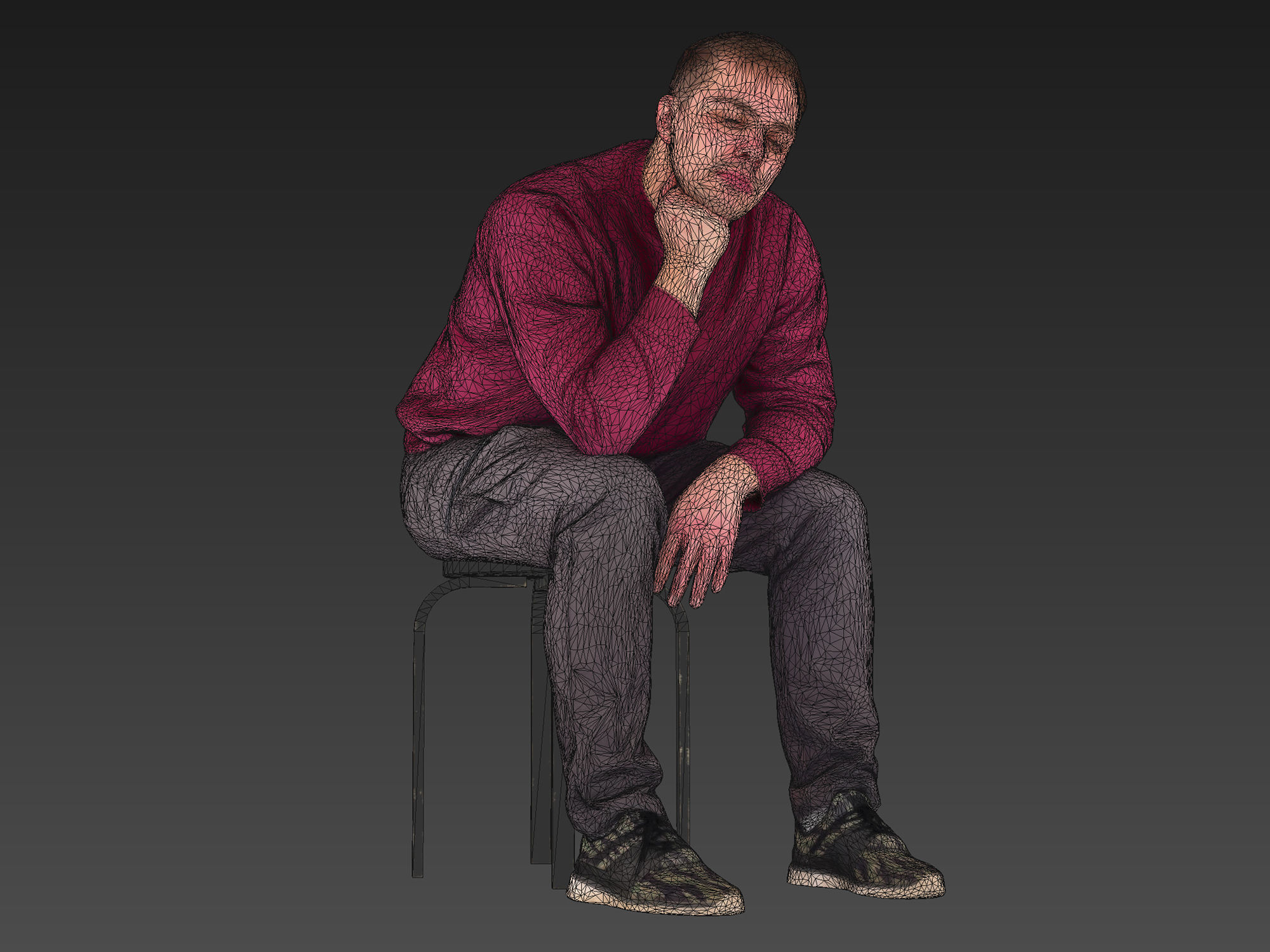 Guy Sits in Line 3D model_10