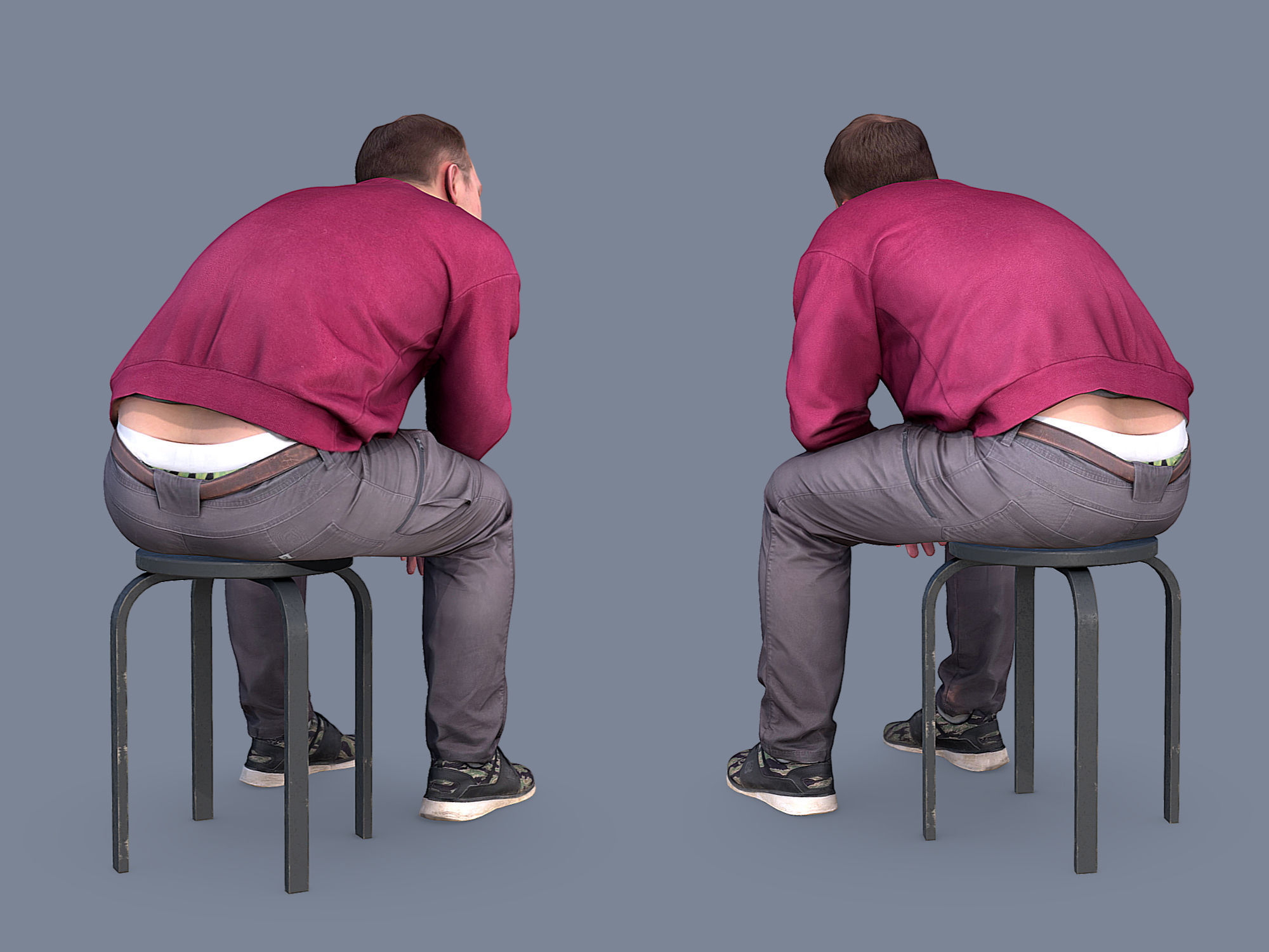 Guy Sits in Line 3D model_3