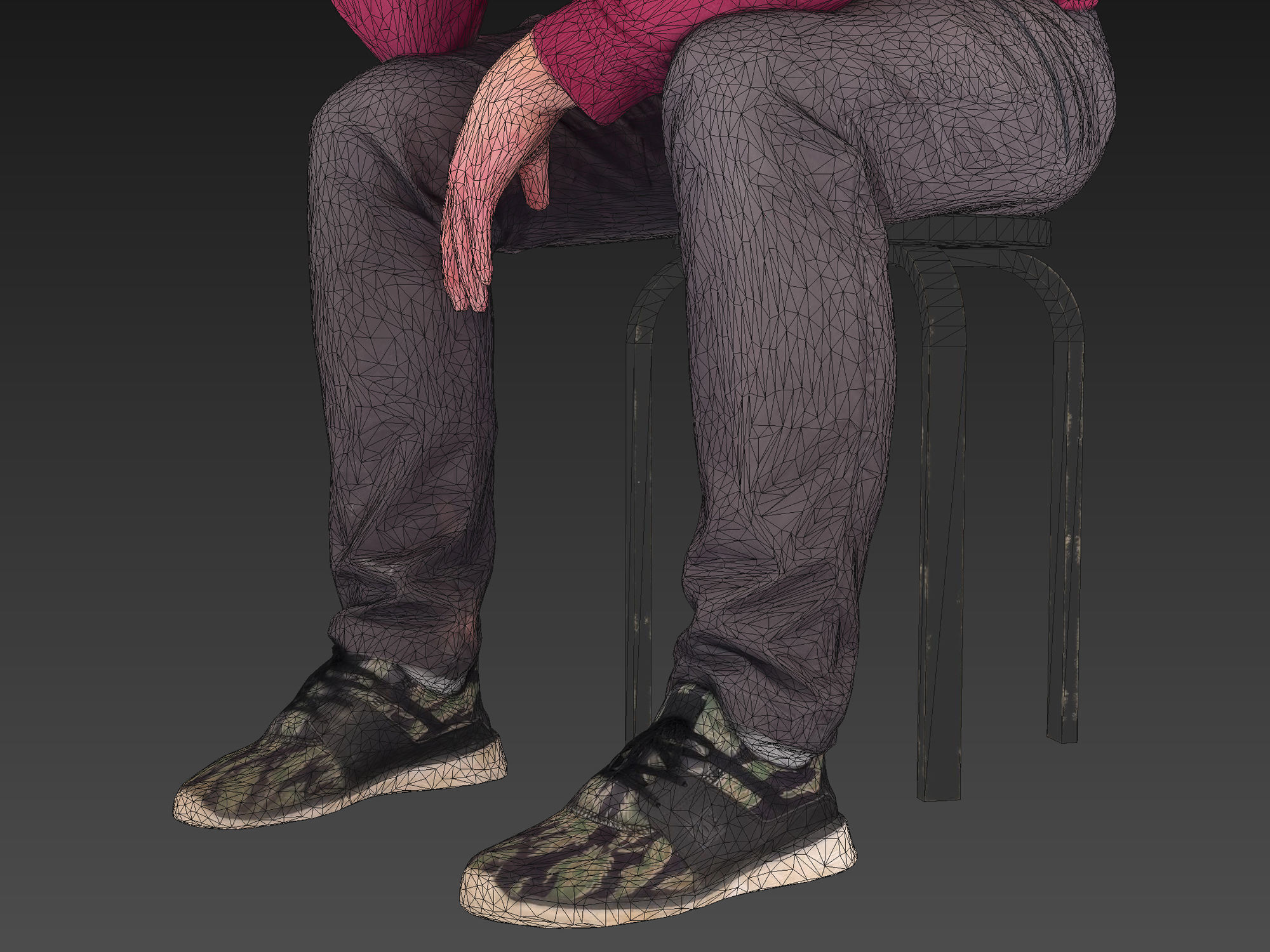 Guy Sits in Line 3D model_7