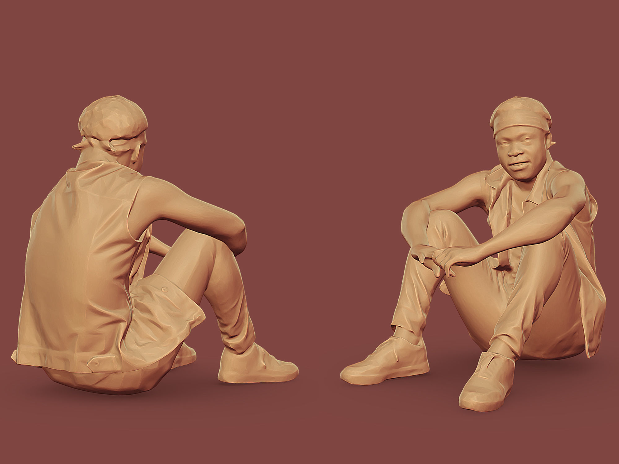 Buddy Sitting 3D model_2