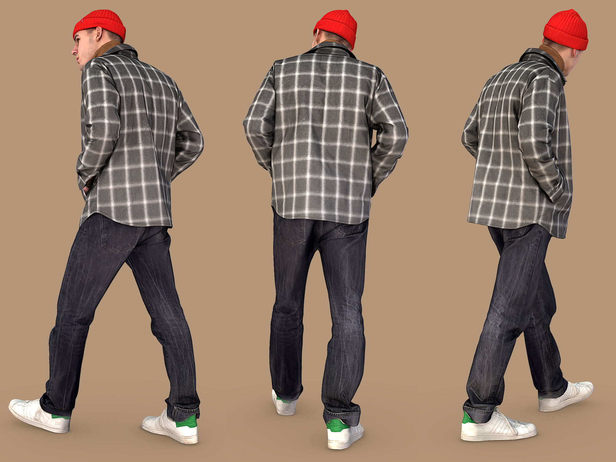 Guy in the Plaid Shirt Walking 3D model_3