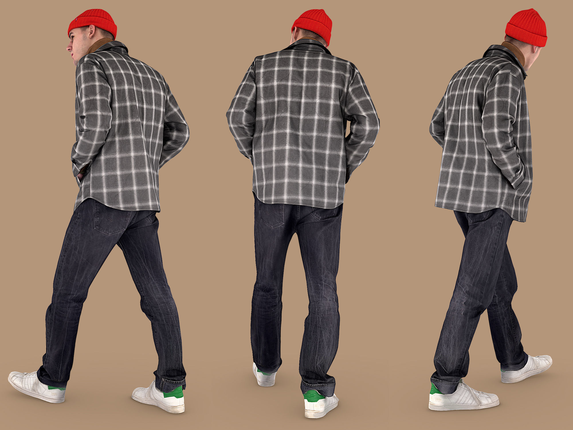 Guy in the Plaid Shirt Walking 3D model_4