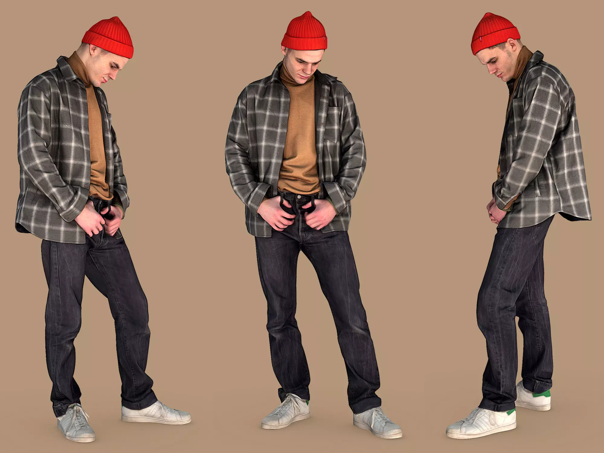 Guy in the Plaid Shirt 3D model_0