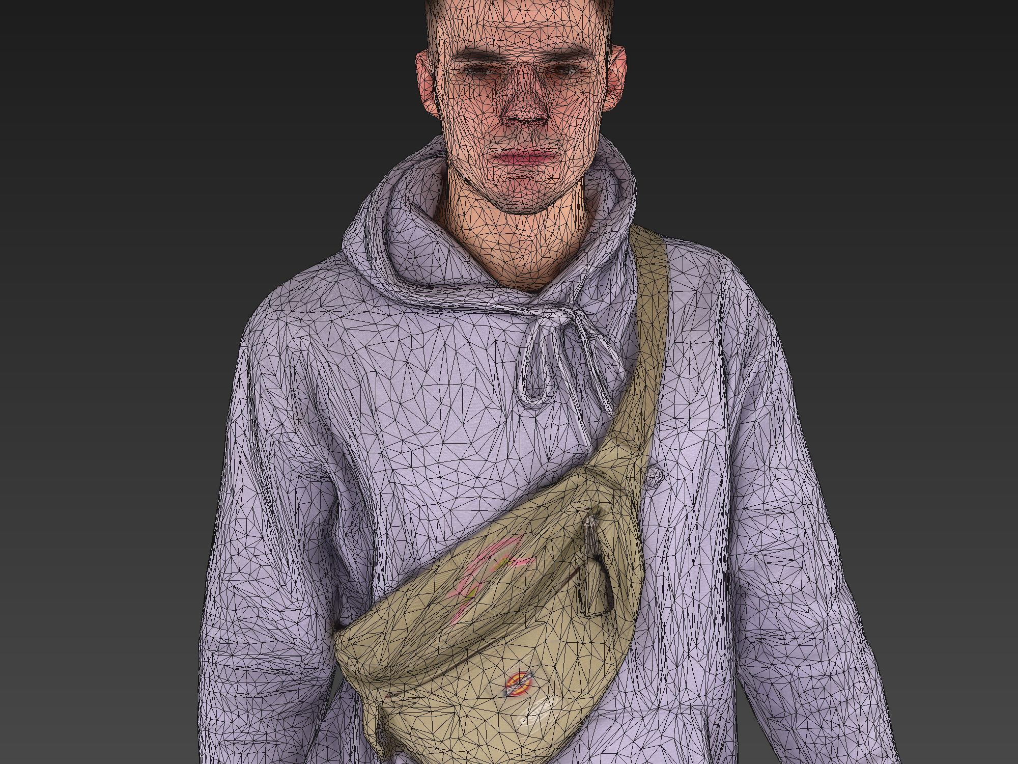 Guy in Lilac Hoodie Is Walking 3D model_6