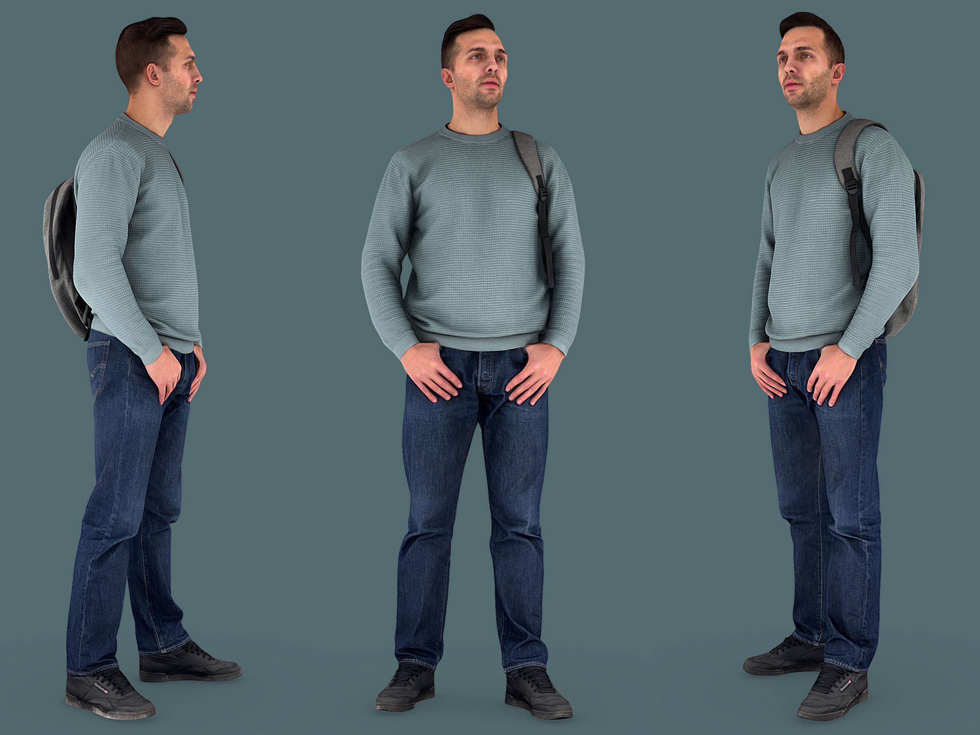 Handsome Guy in a Blue Sweater 3D model_1