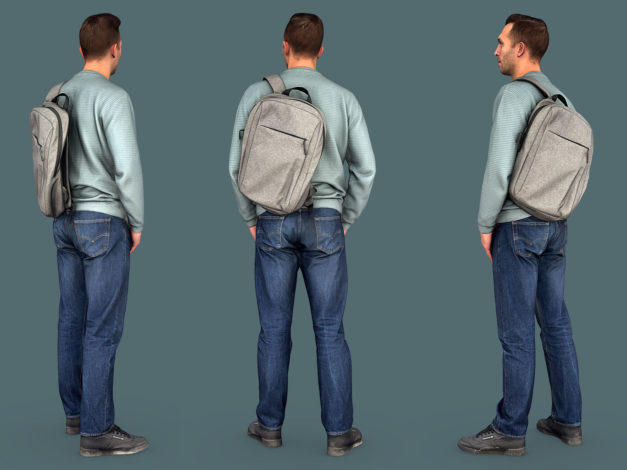Handsome Guy in a Blue Sweater 3D model_3