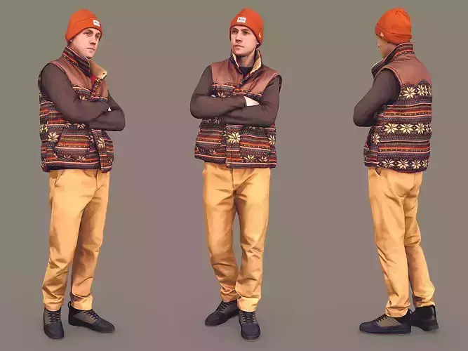 Guy in a Vest with Crossed Arms 3D model