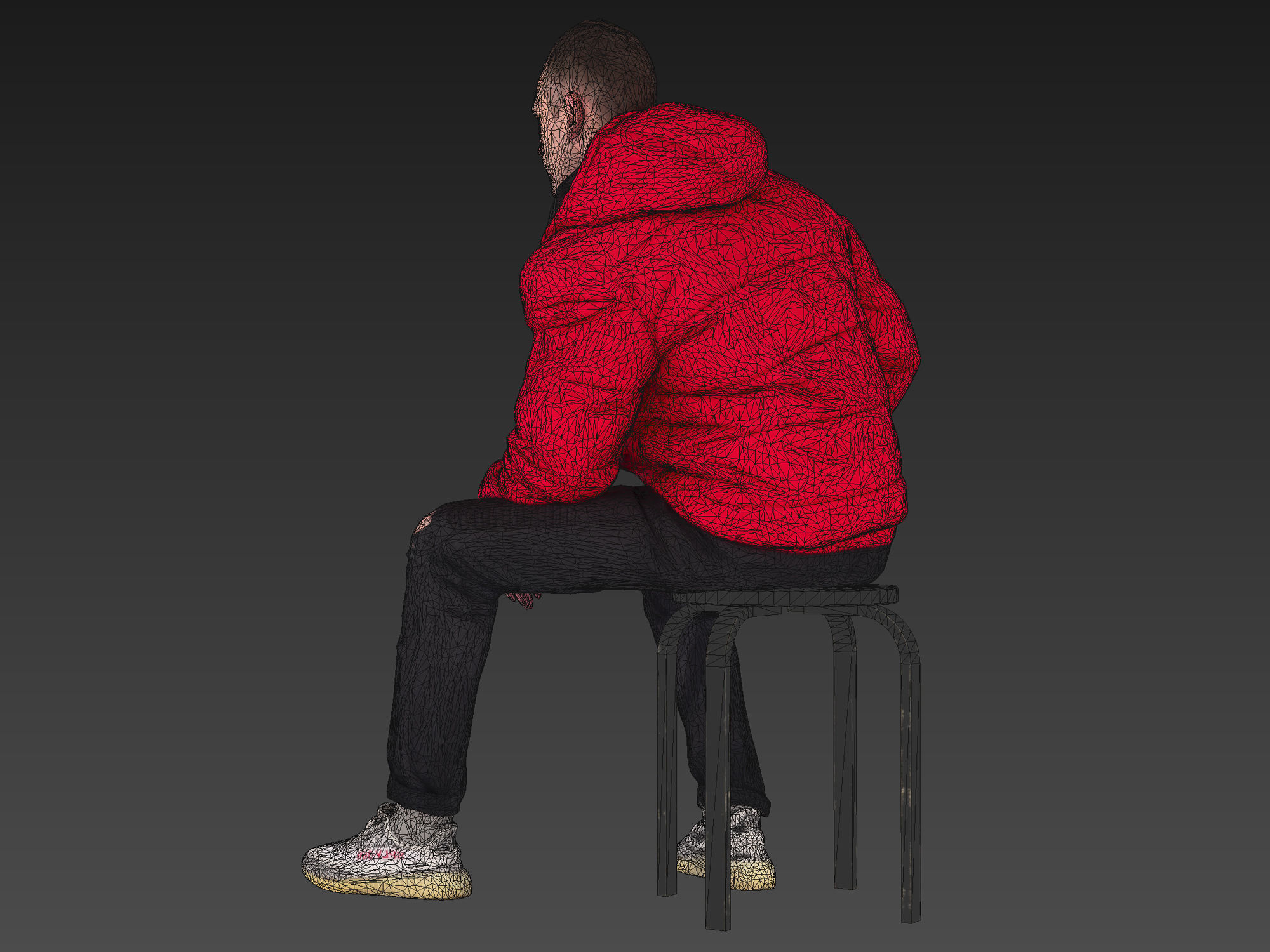 Handsome Guy in Jeans with Torn Knees Sitting 3D model_7