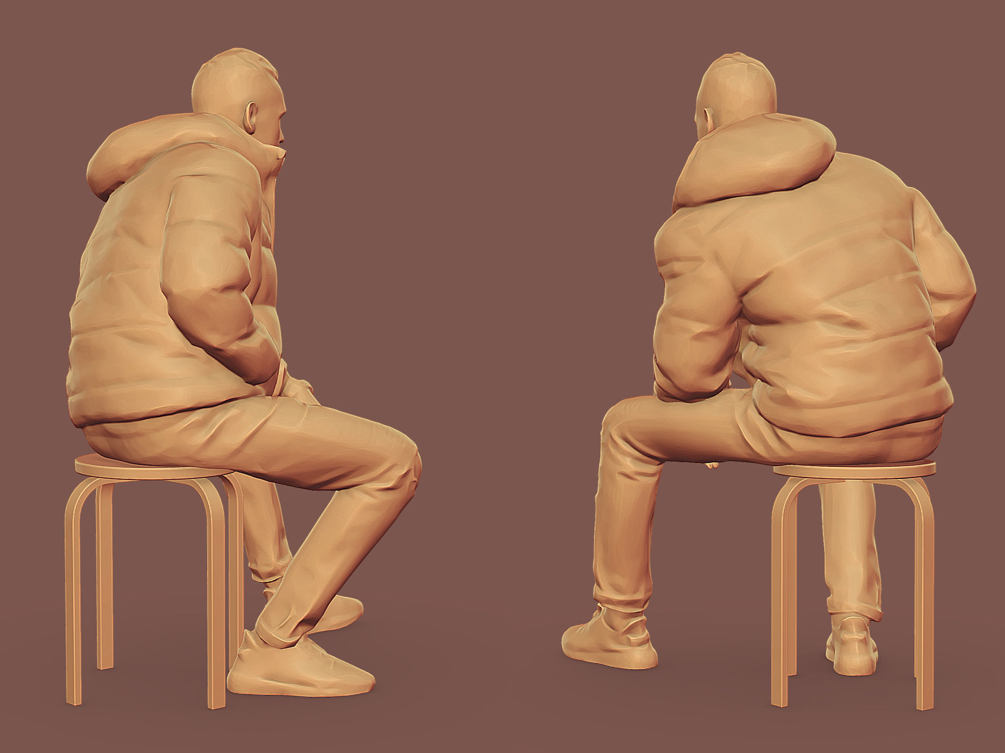 Handsome Guy in Jeans with Torn Knees Sitting 3D model_5