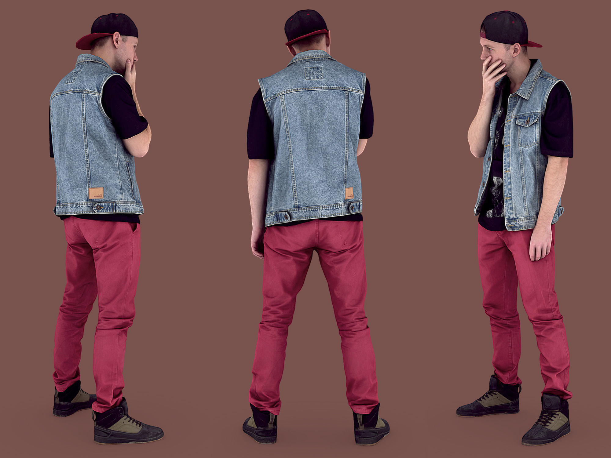 Young Rapper in Red Pants 3D model_4