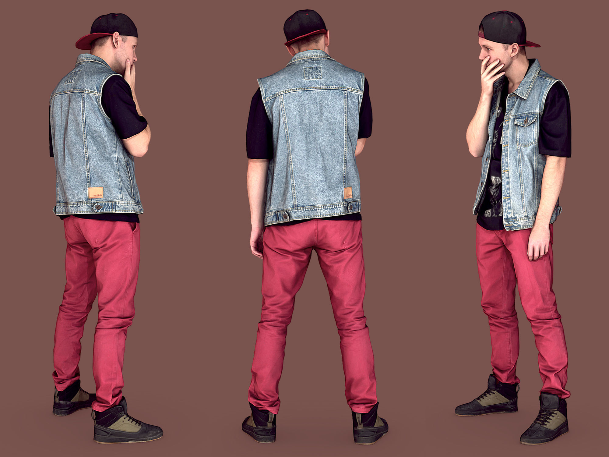 Young Rapper in Red Pants 3D model_3