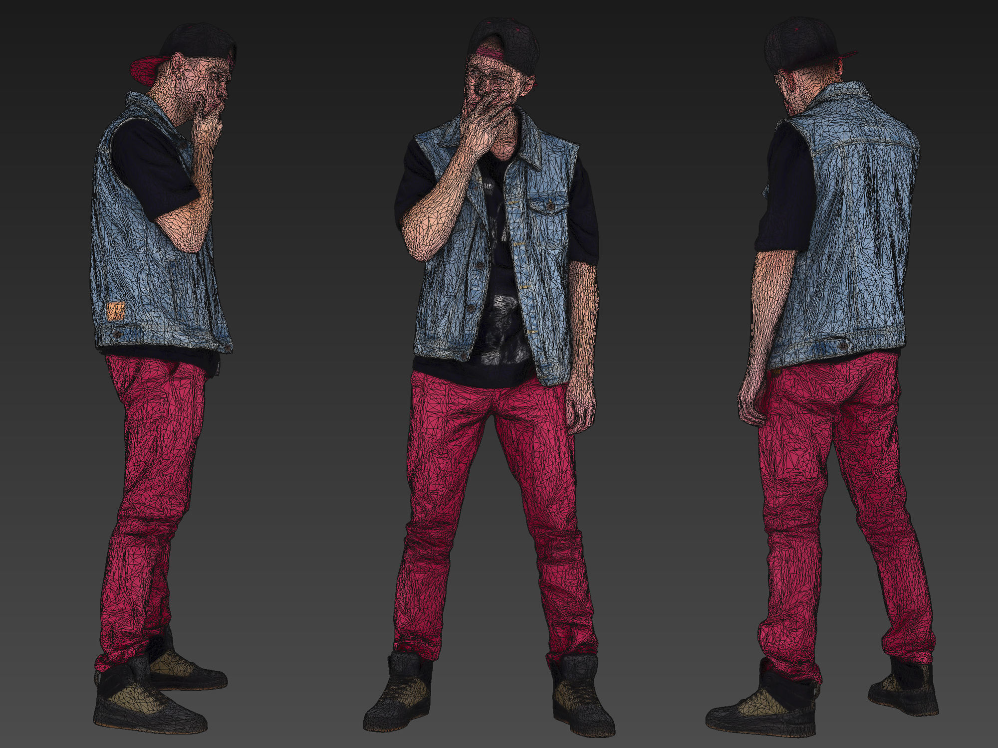 Young Rapper in Red Pants 3D model_9