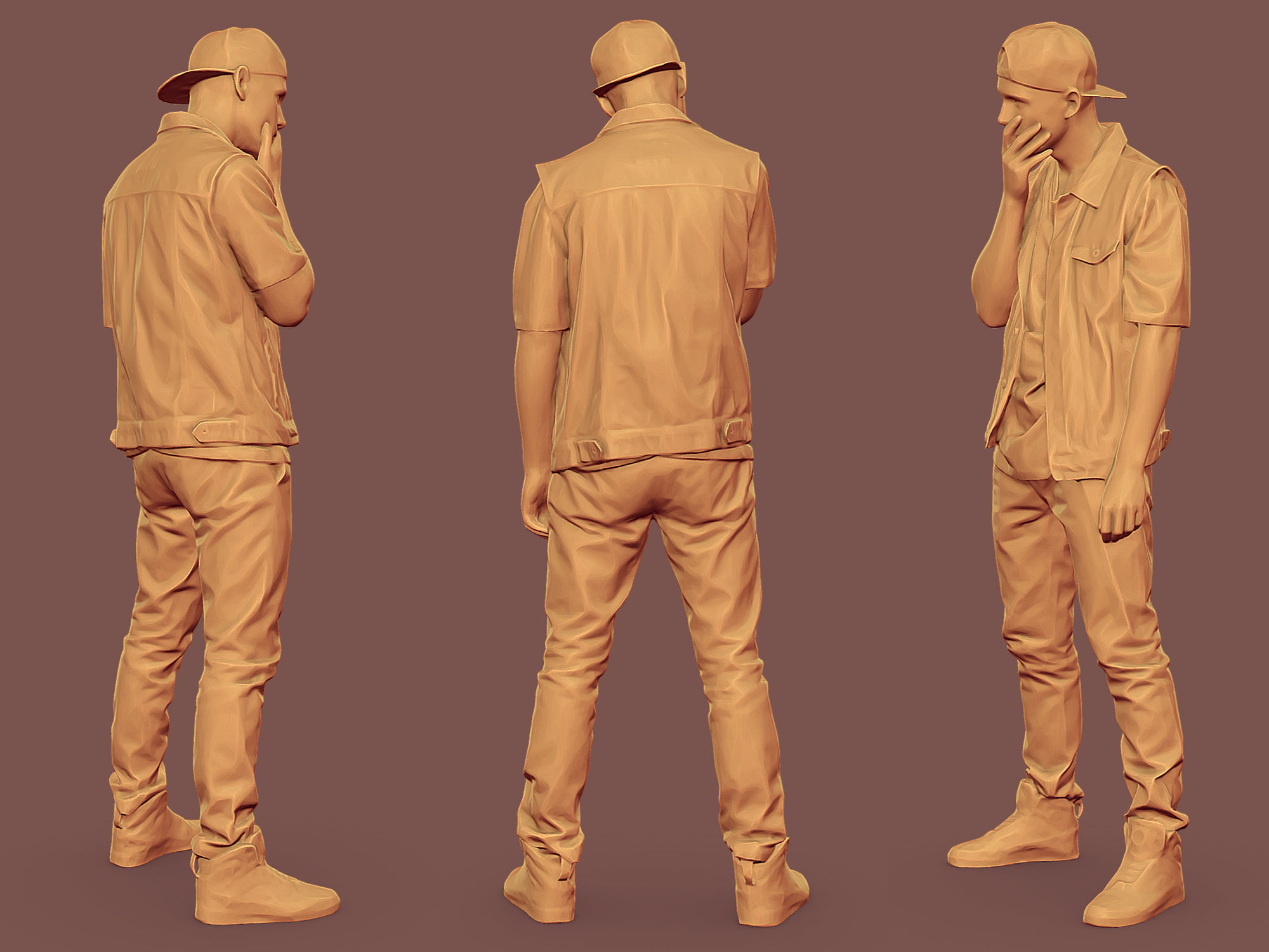 Young Rapper in Red Pants 3D model_5