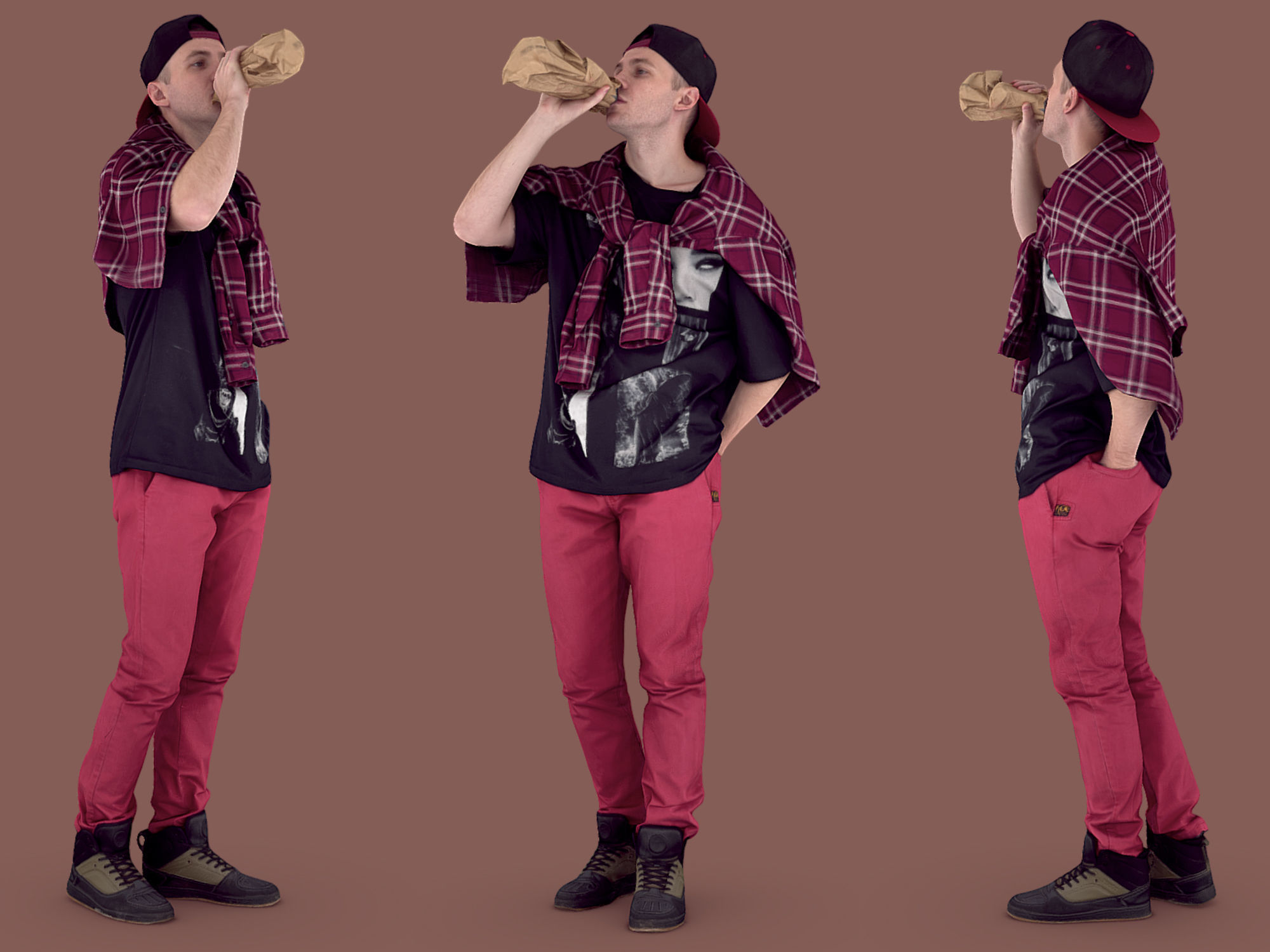 Young Rapper with Booze 3D model_1