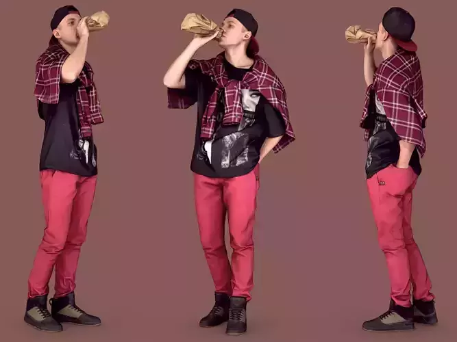 Young Rapper with Booze 3D model