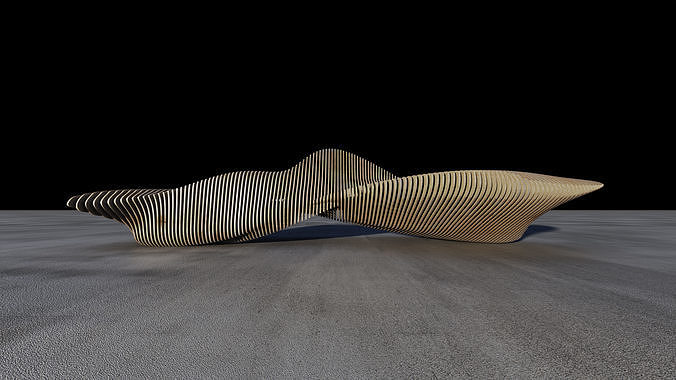 Wooden Bench 3D model 5