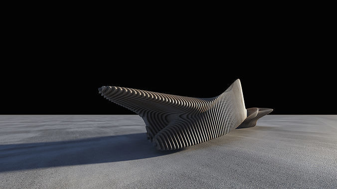 Wooden Bench 3D model 3
