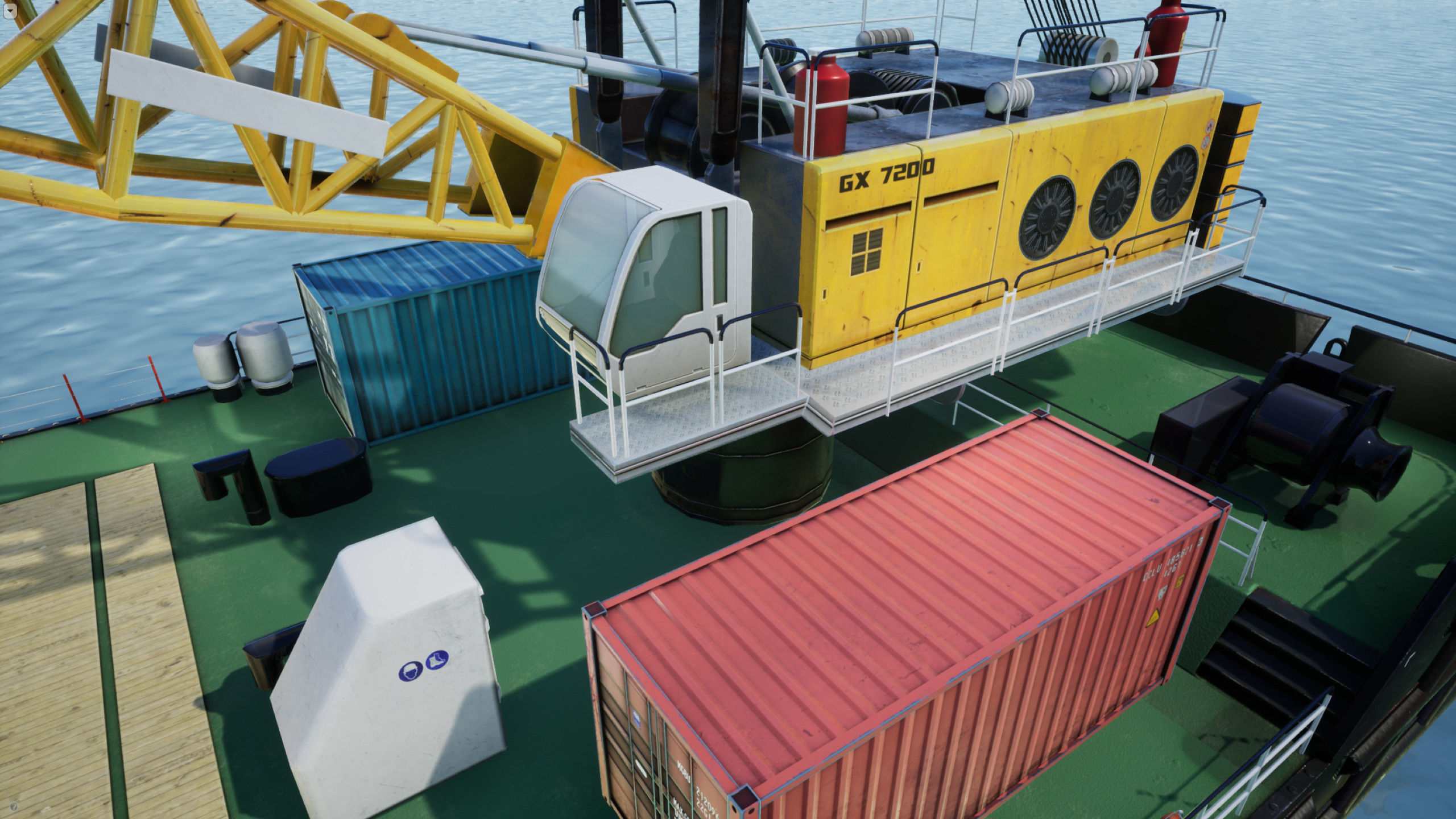 Crane Barge - low poly Low-poly 3D model_20