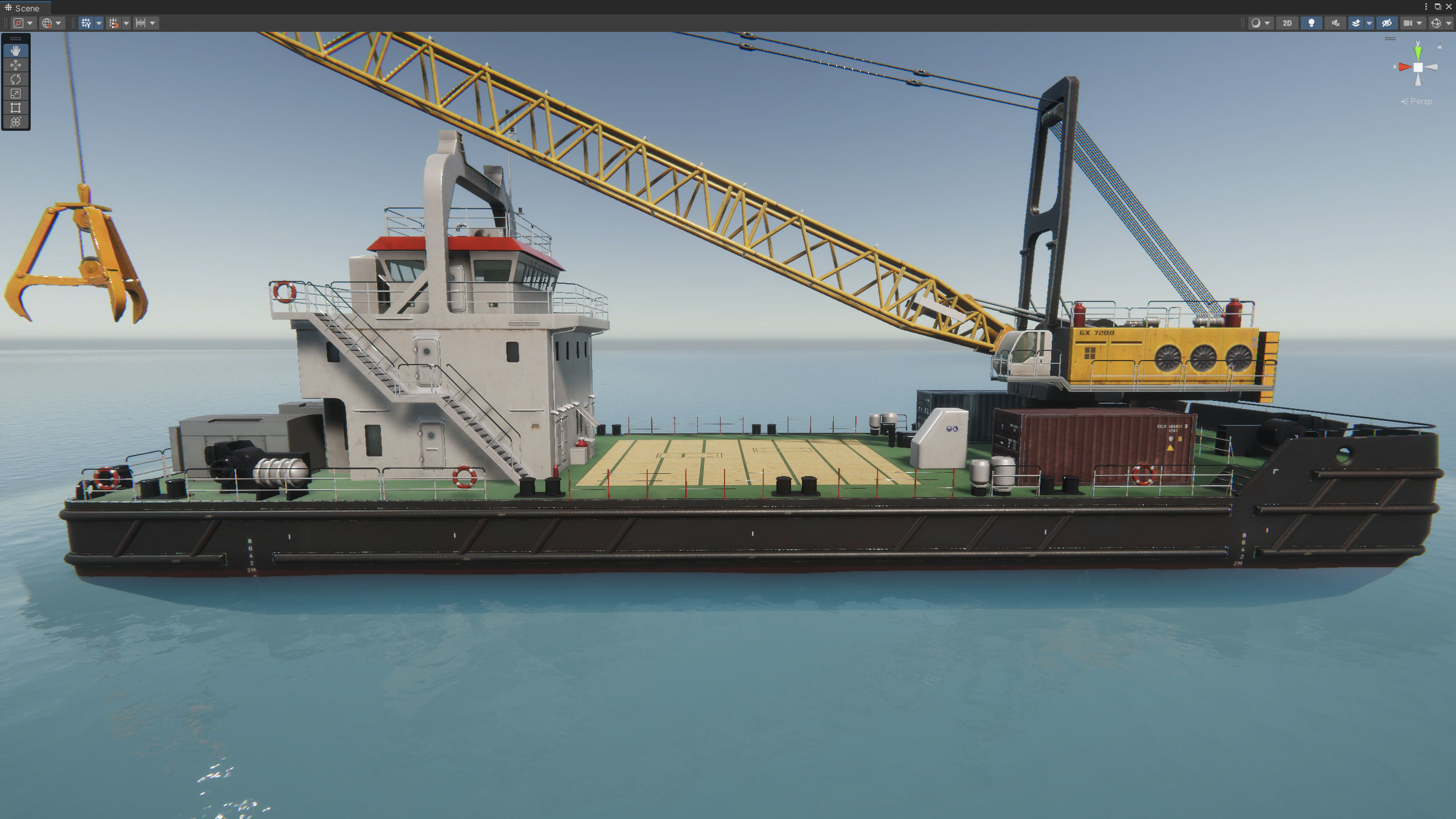 Crane Barge - low poly Low-poly 3D model_30