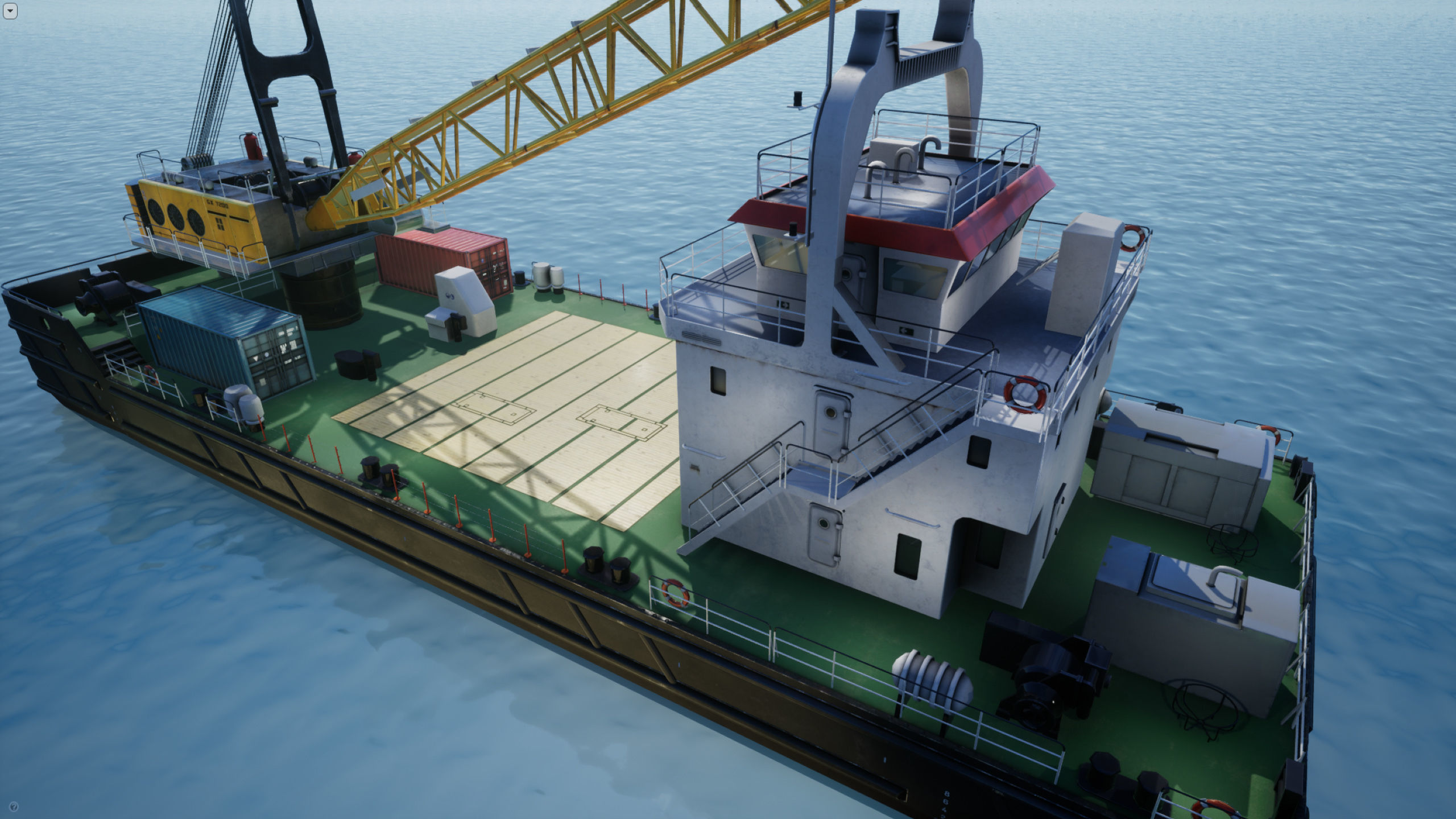 Crane Barge - low poly Low-poly 3D model_15