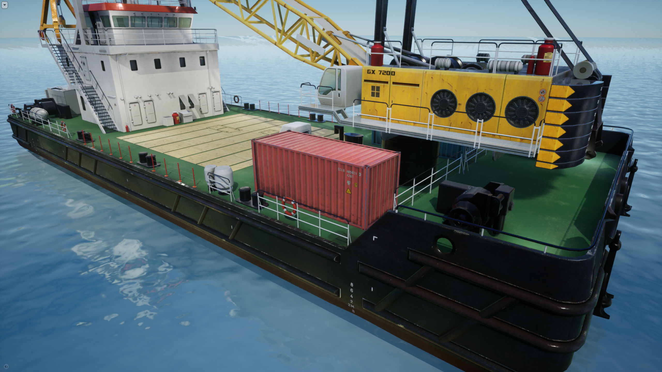 Crane Barge - low poly Low-poly 3D model_10