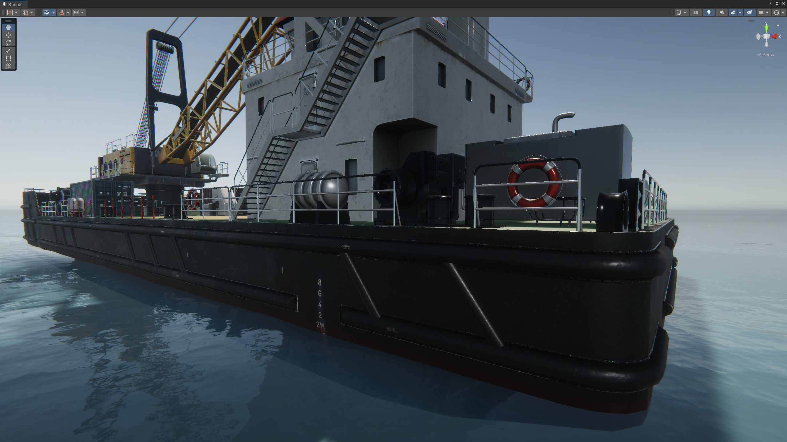 Crane Barge - low poly Low-poly 3D model_34