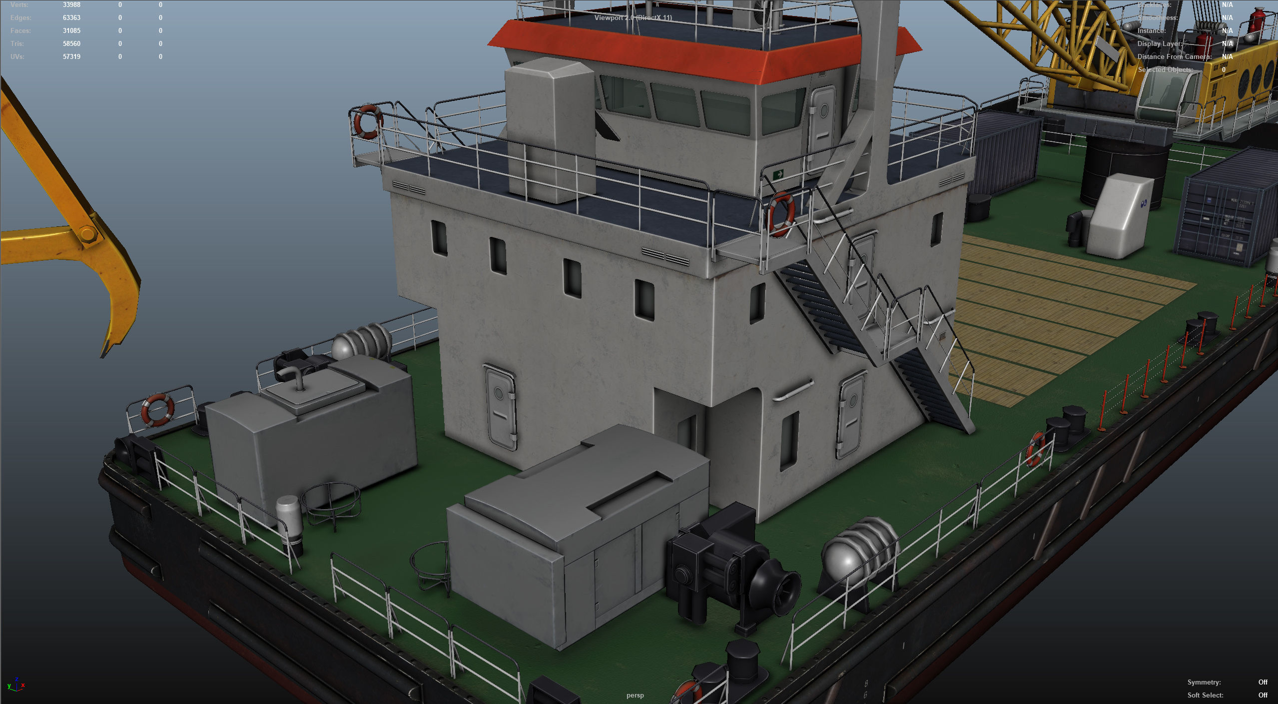 Crane Barge - low poly Low-poly 3D model_44