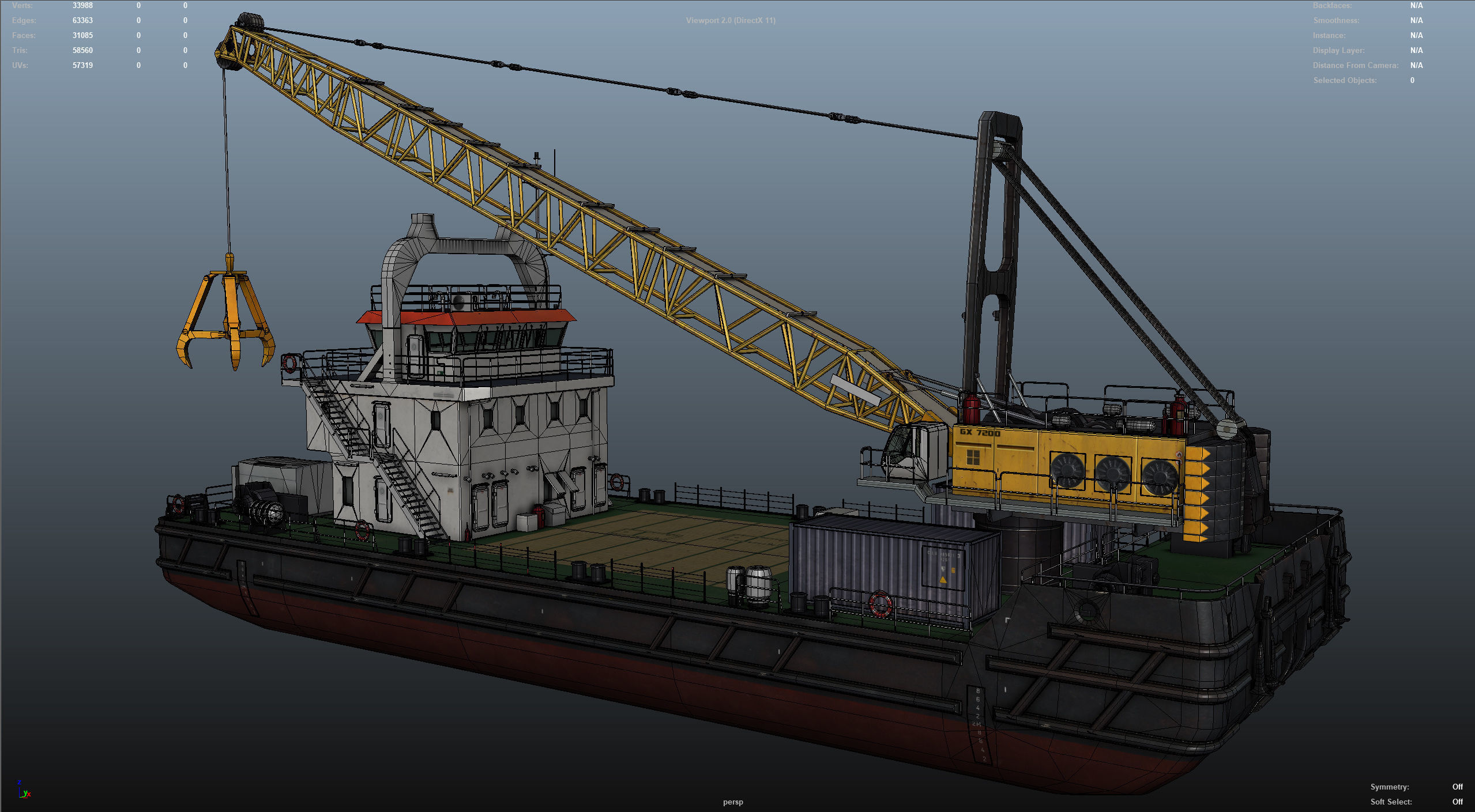 Crane Barge - low poly Low-poly 3D model_38
