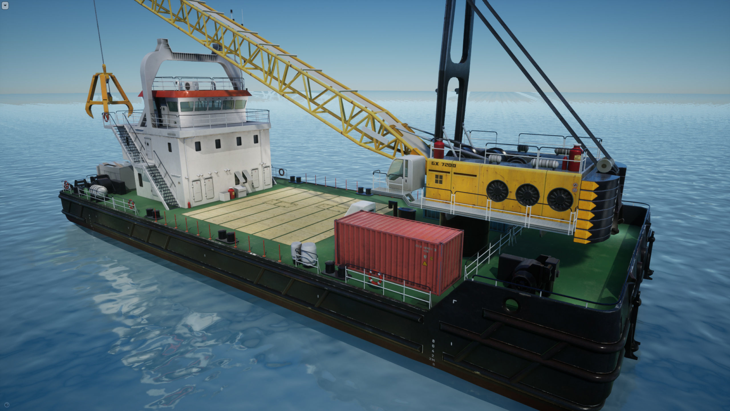 Crane Barge - low poly Low-poly 3D model_8