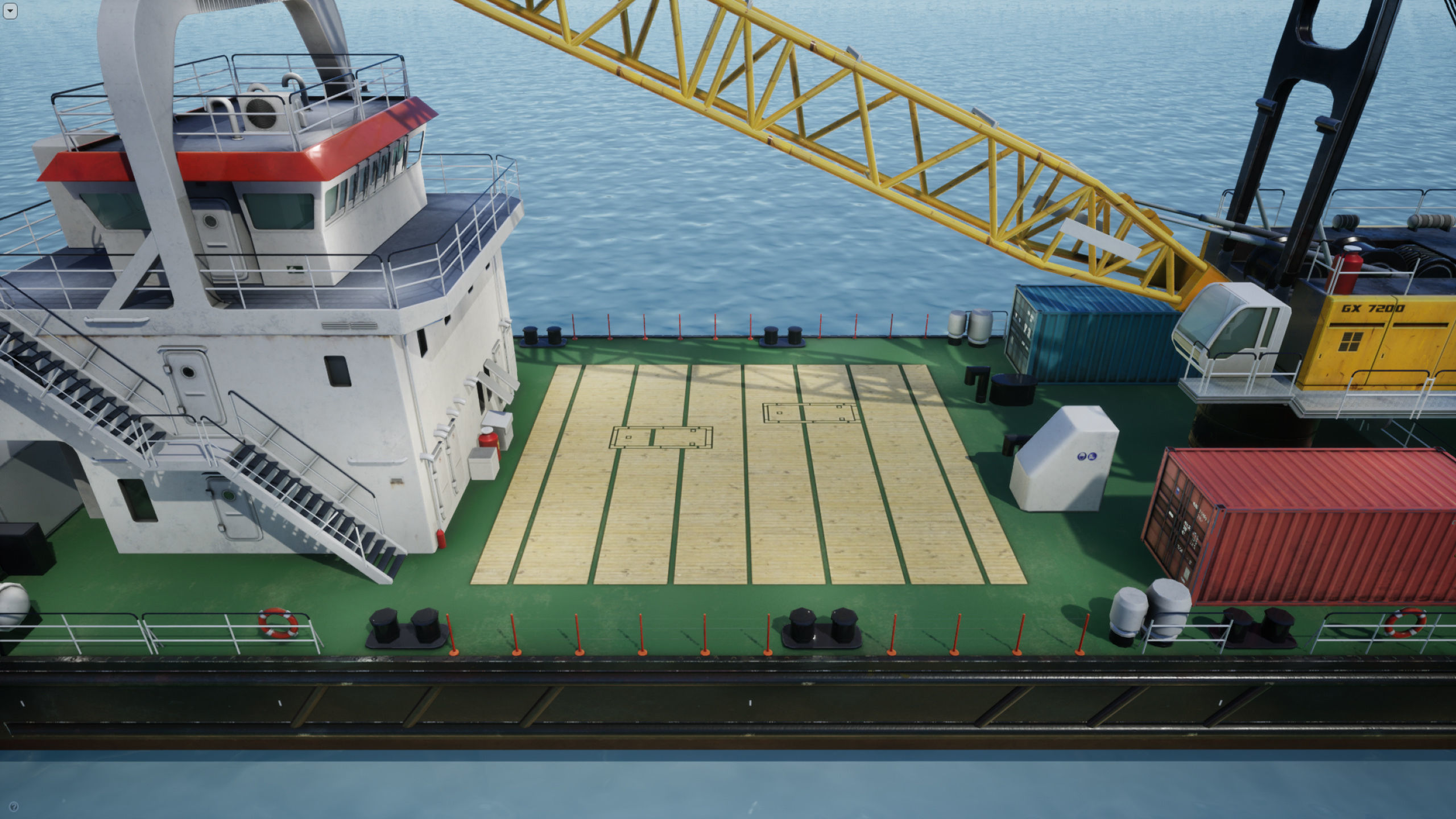 Crane Barge - low poly Low-poly 3D model_6