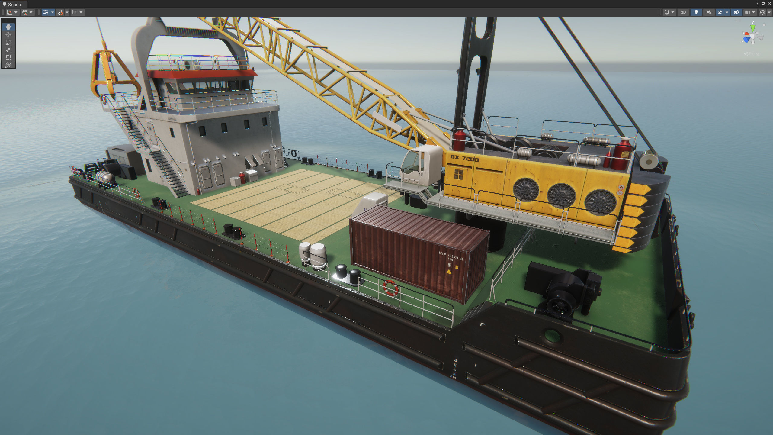 Crane Barge - low poly Low-poly 3D model_29