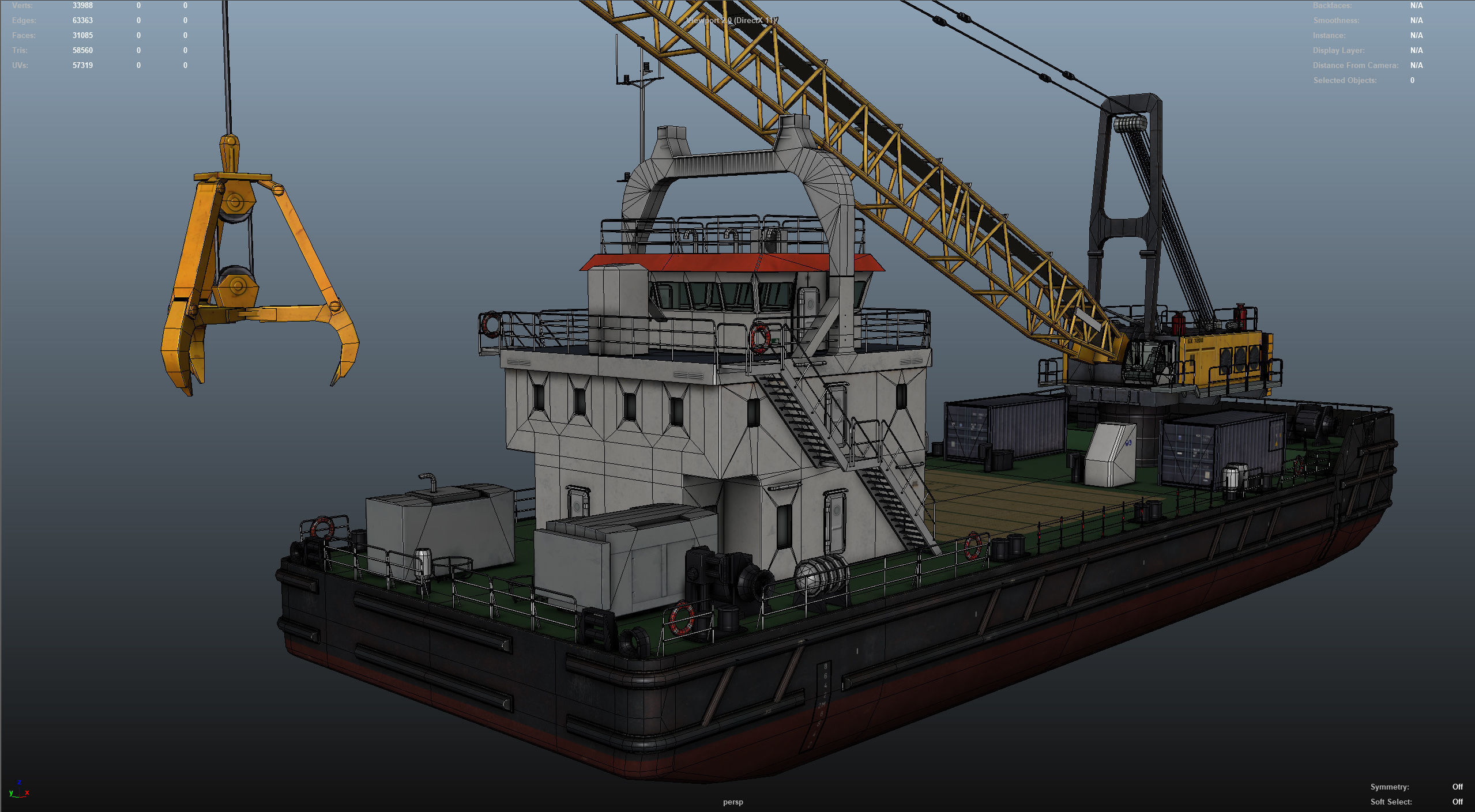 Crane Barge - low poly Low-poly 3D model_39