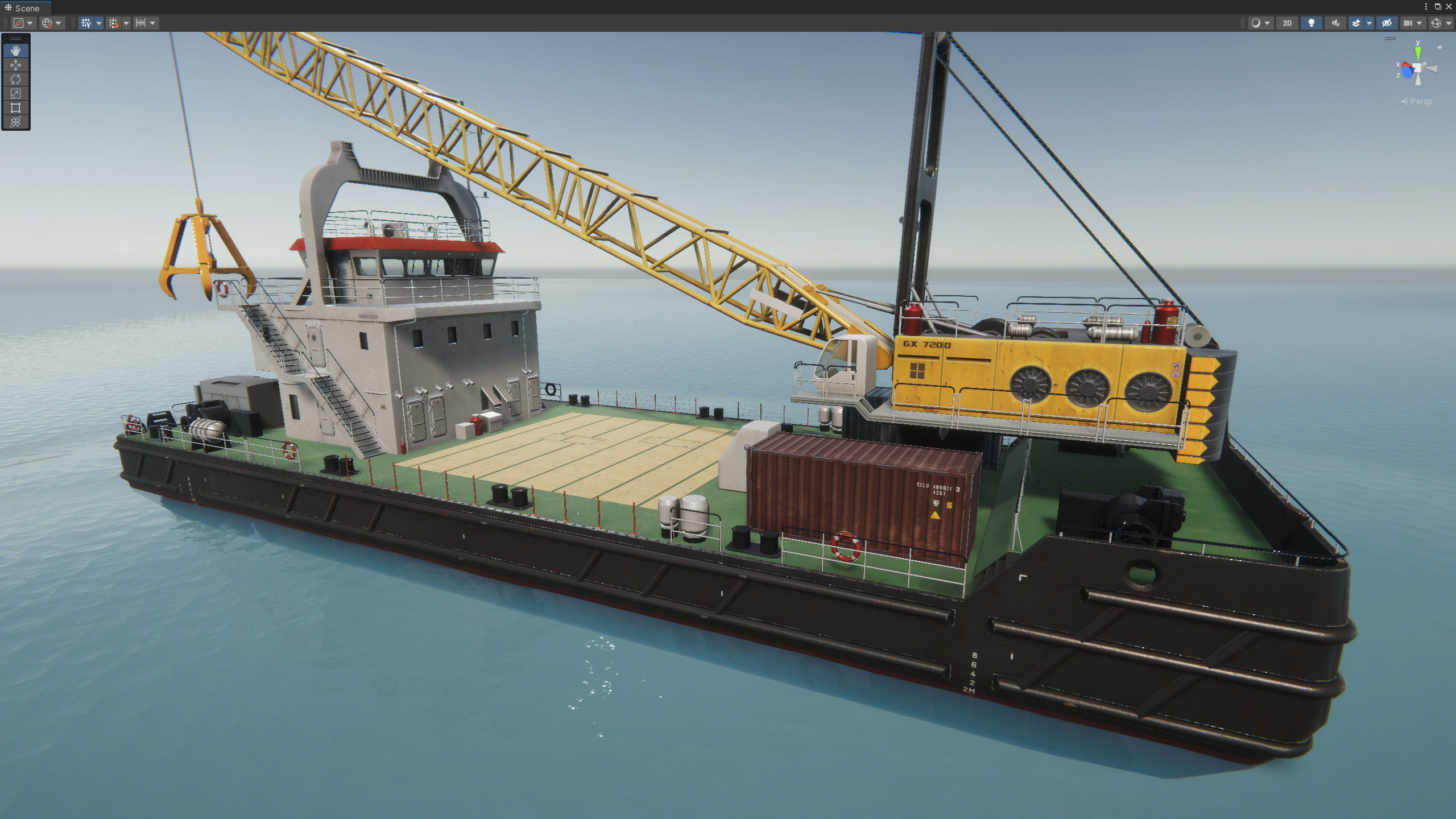 Crane Barge - low poly Low-poly 3D model_28