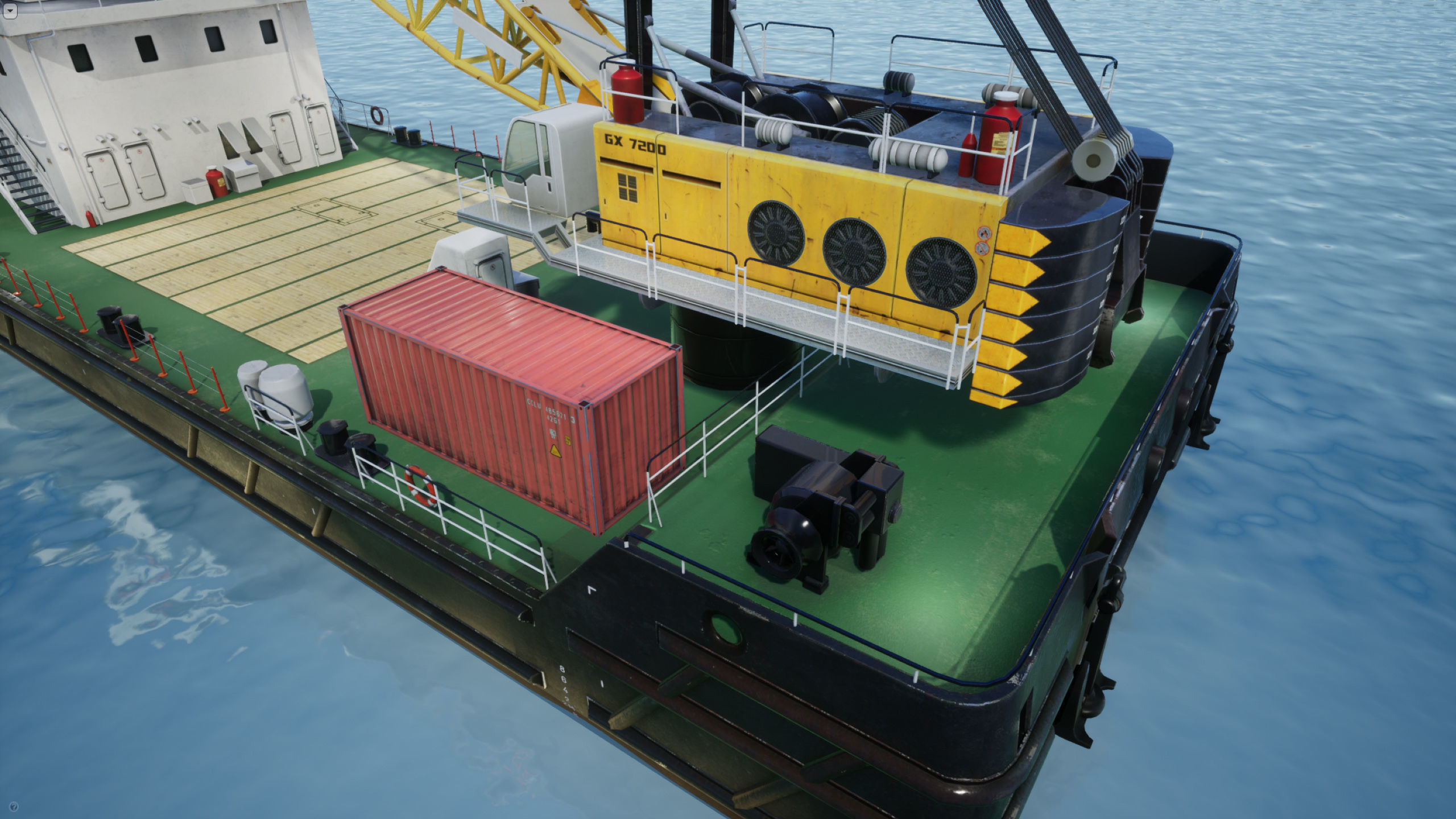 Crane Barge - low poly Low-poly 3D model_22