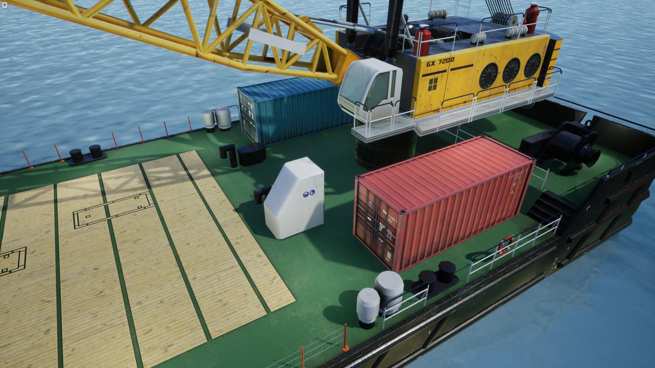 Crane Barge - low poly Low-poly 3D model_19