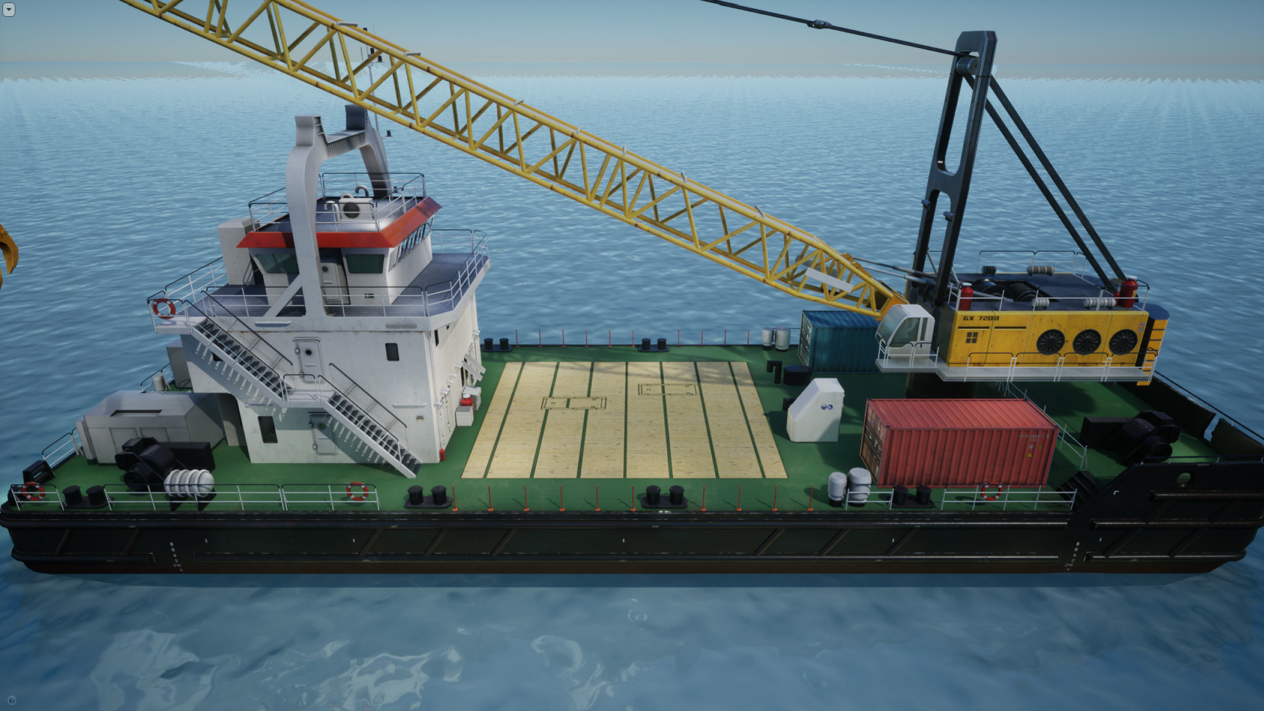 Crane Barge - low poly Low-poly 3D model_5