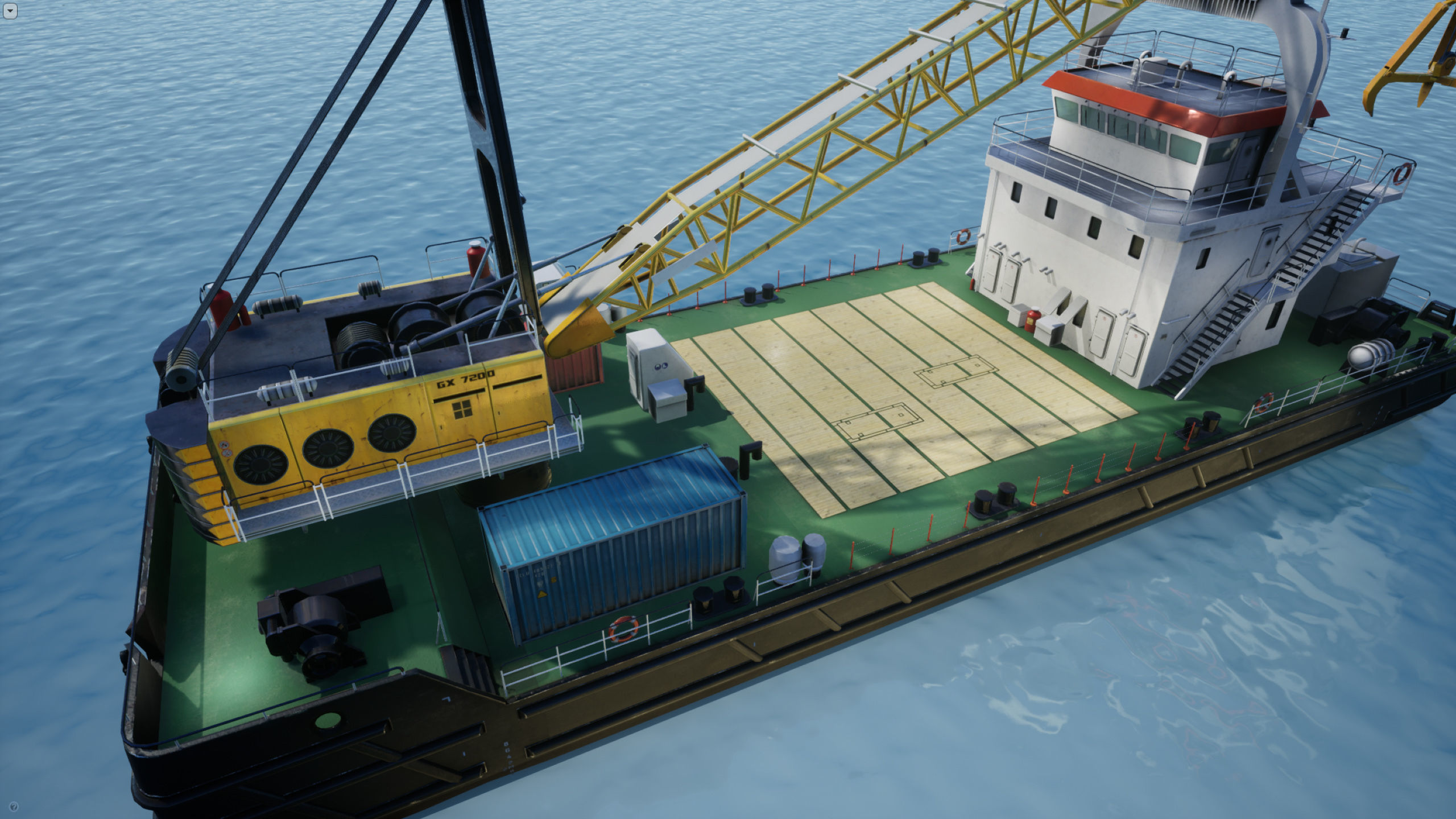 Crane Barge - low poly Low-poly 3D model_24