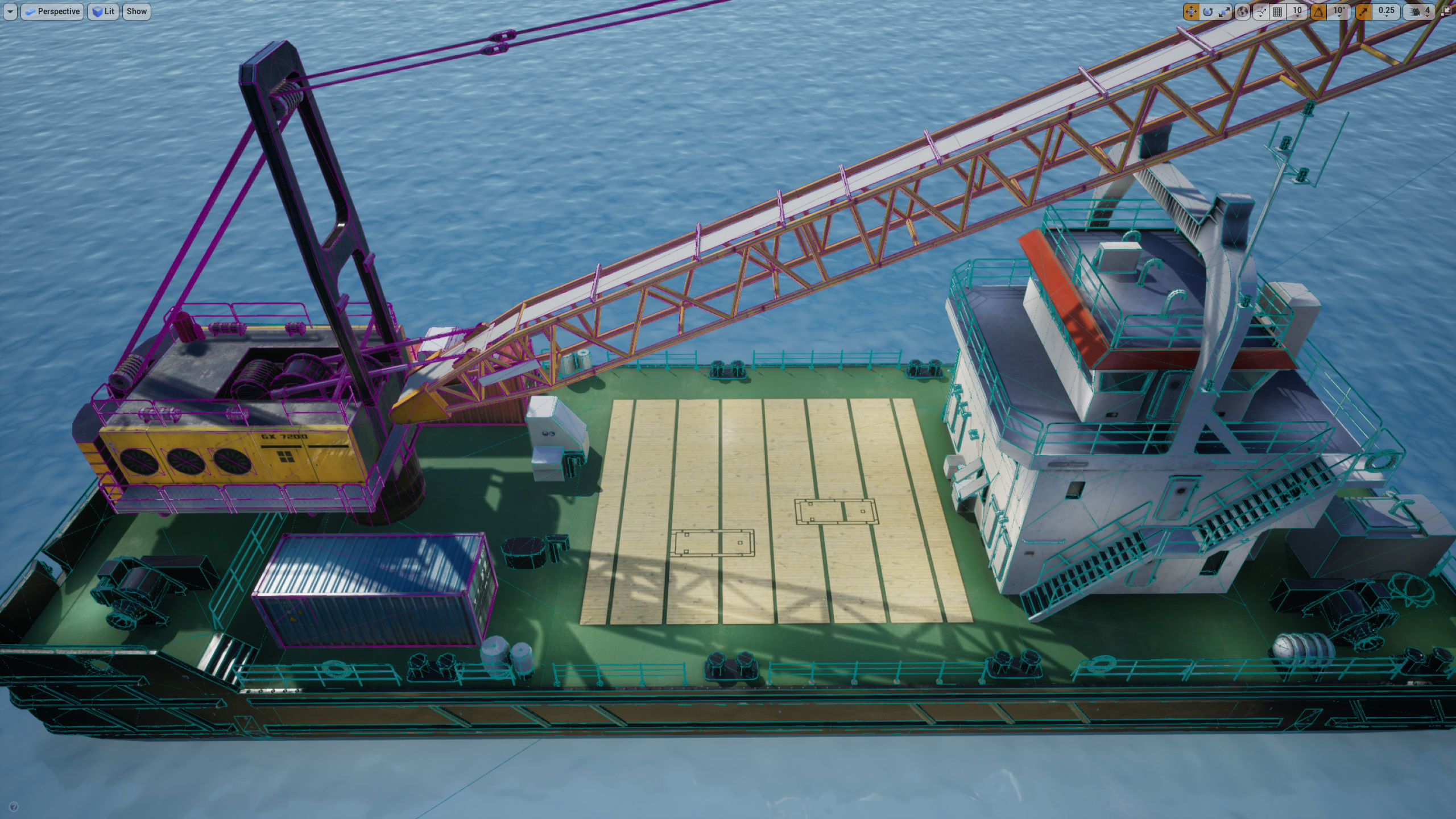 Crane Barge - low poly Low-poly 3D model_27