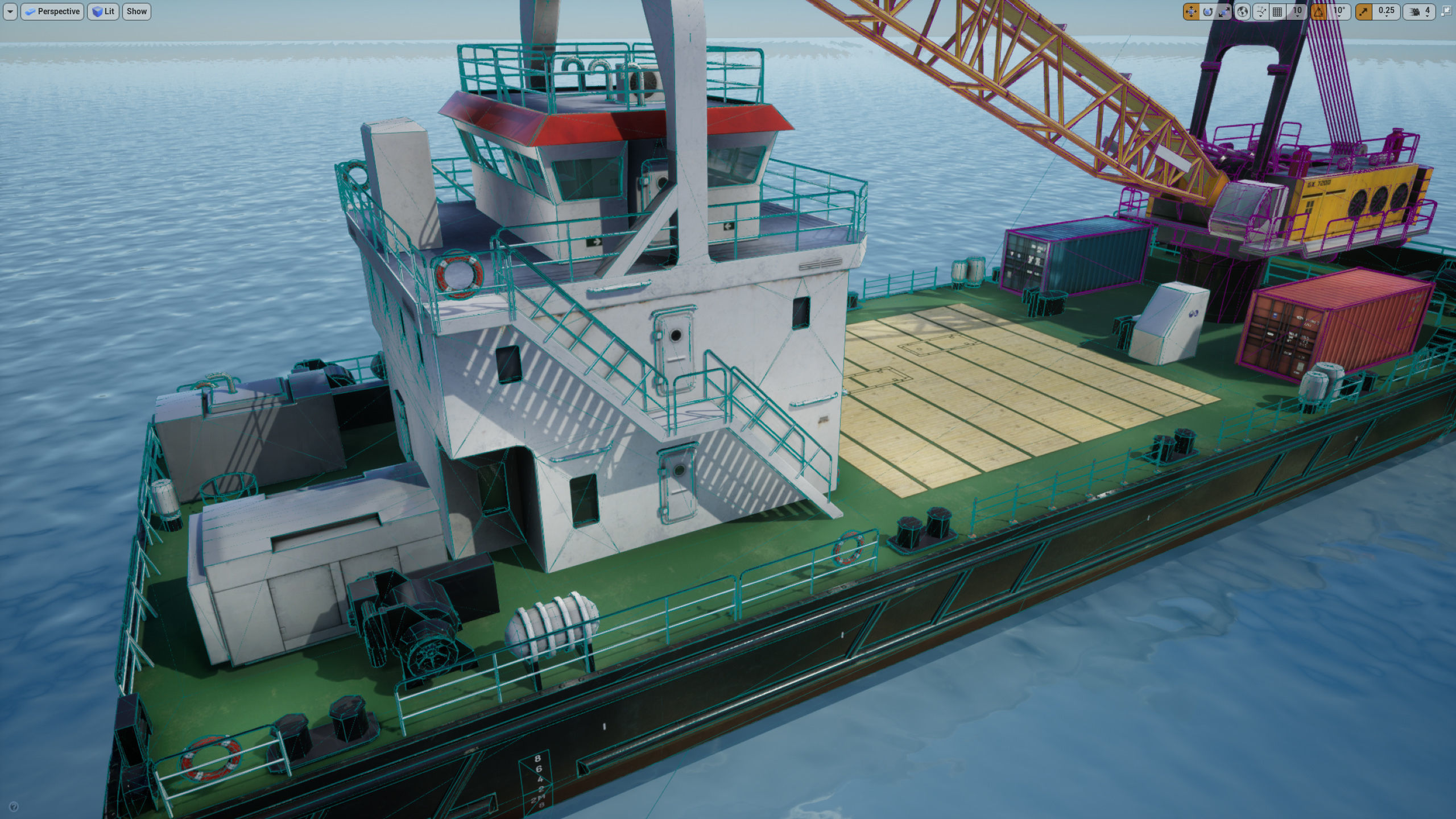 Crane Barge - low poly Low-poly 3D model_26