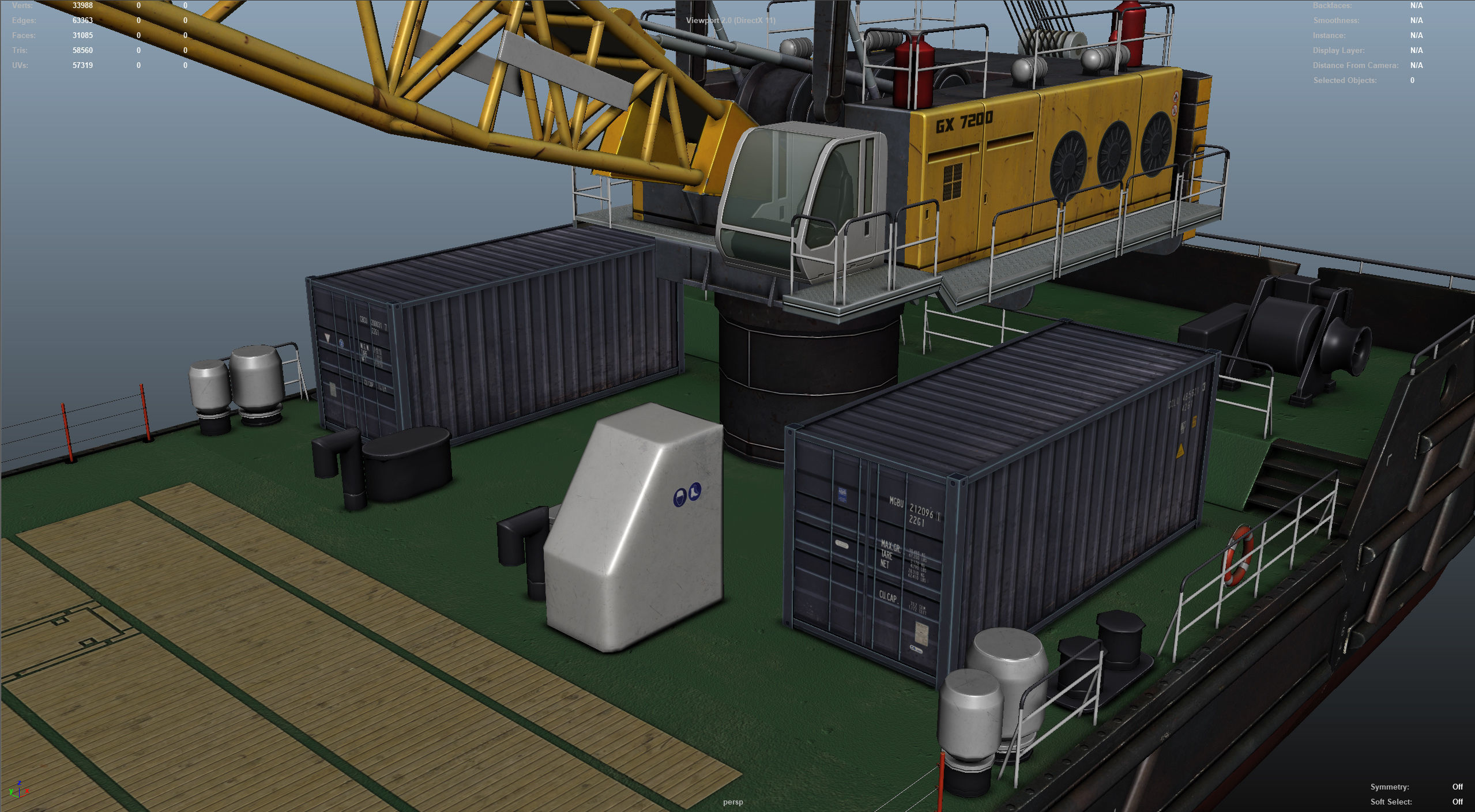 Crane Barge - low poly Low-poly 3D model_45