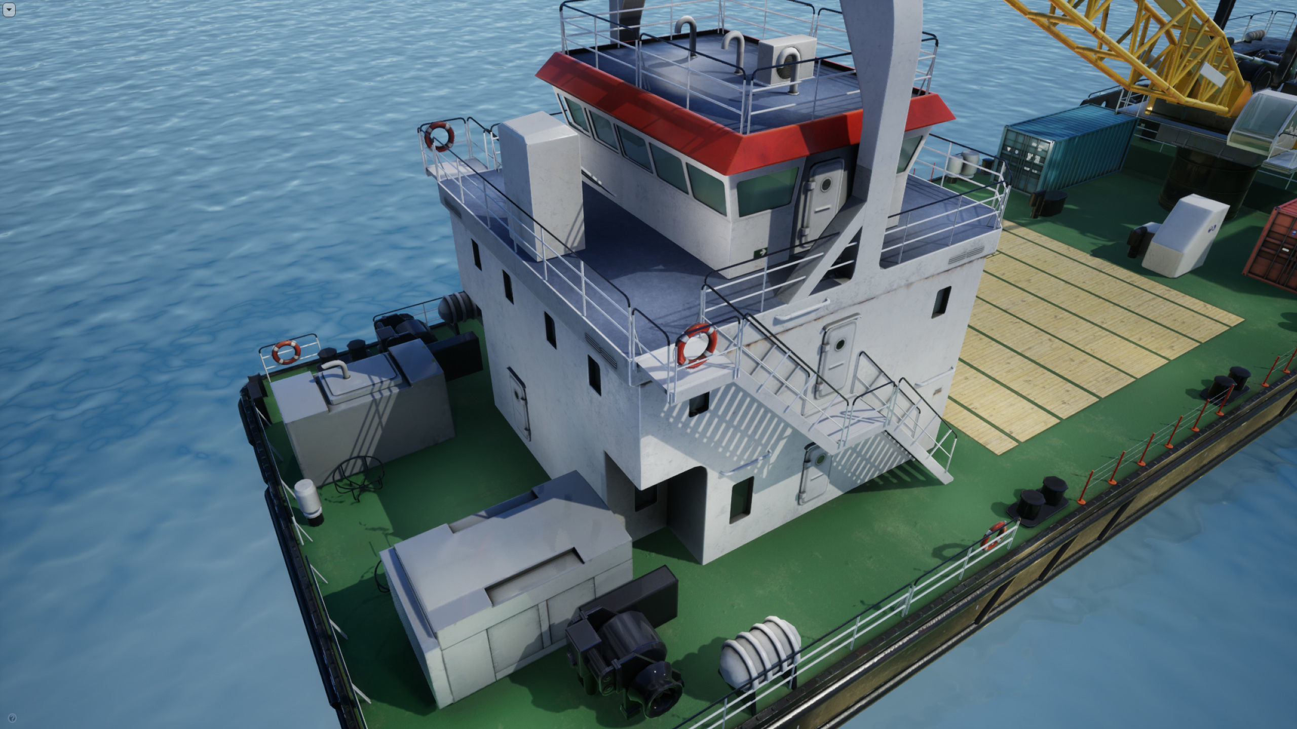 Crane Barge - low poly Low-poly 3D model_16
