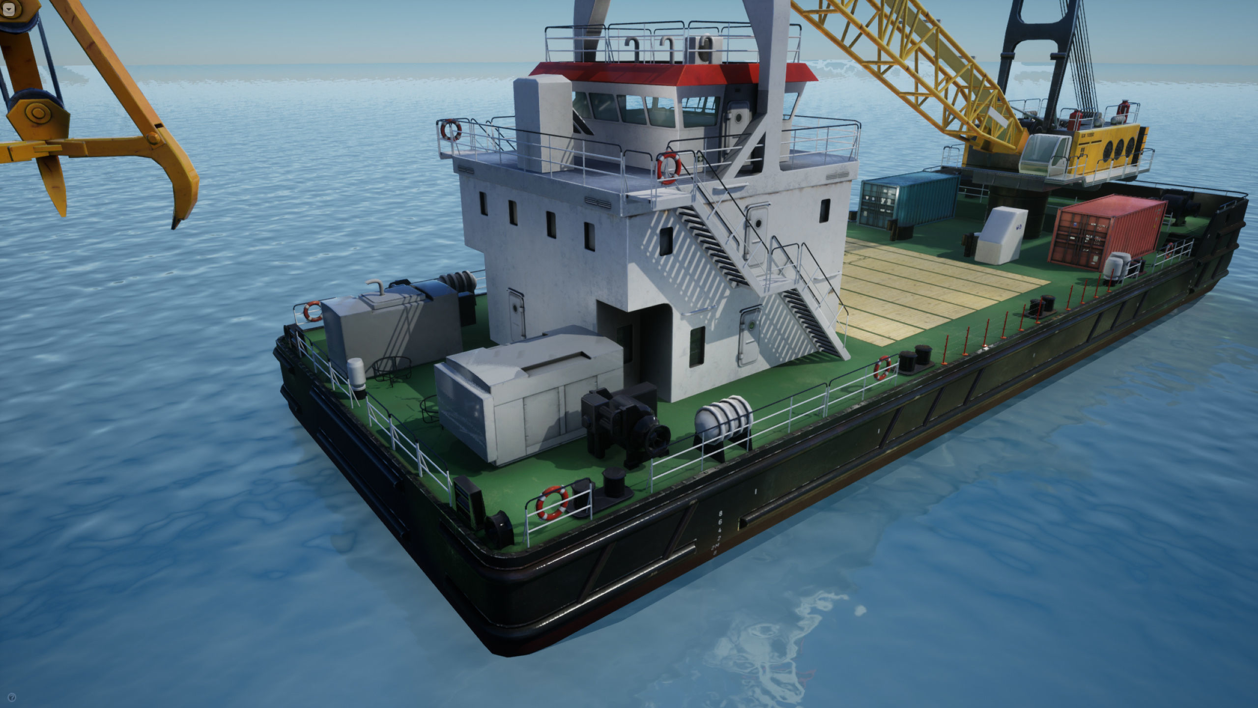 Crane Barge - low poly Low-poly 3D model_12