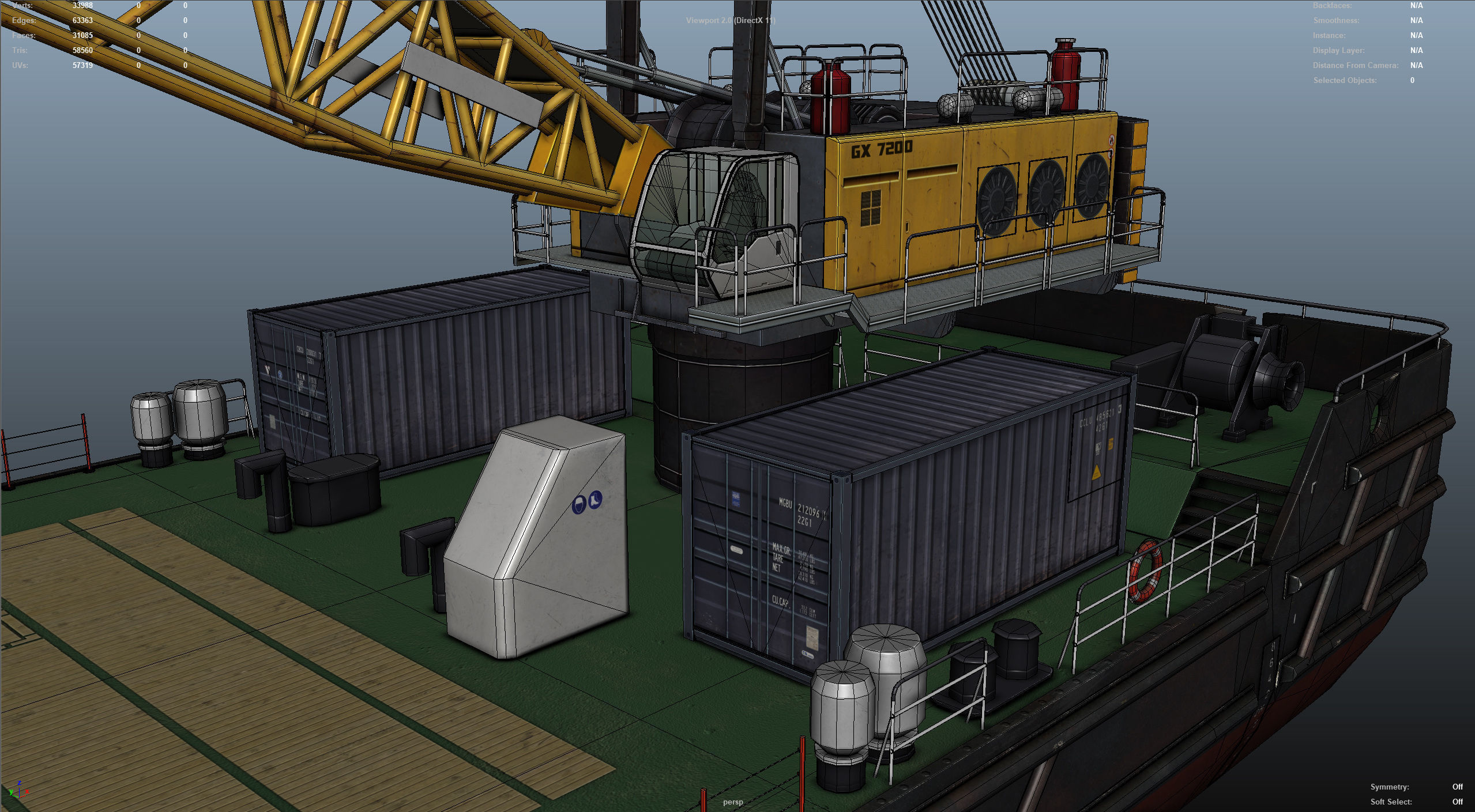 Crane Barge - low poly Low-poly 3D model_40