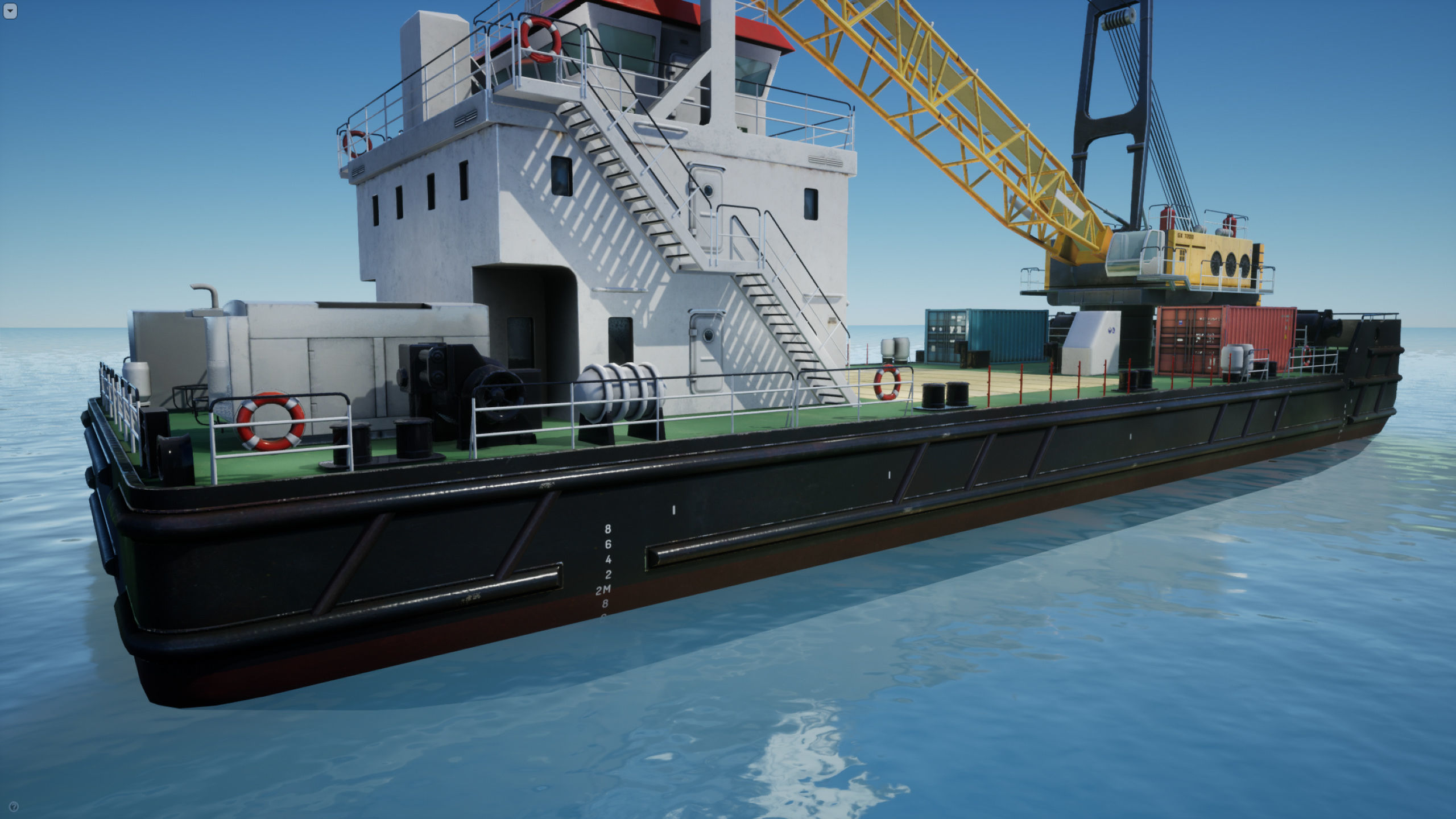 Crane Barge - low poly Low-poly 3D model_11