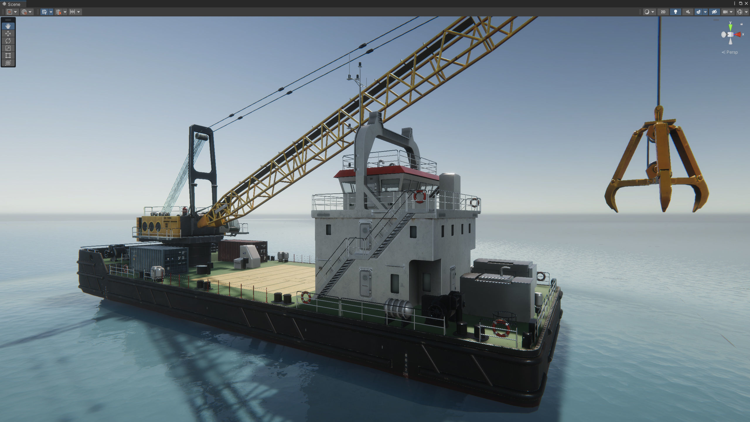 Crane Barge - low poly Low-poly 3D model_33