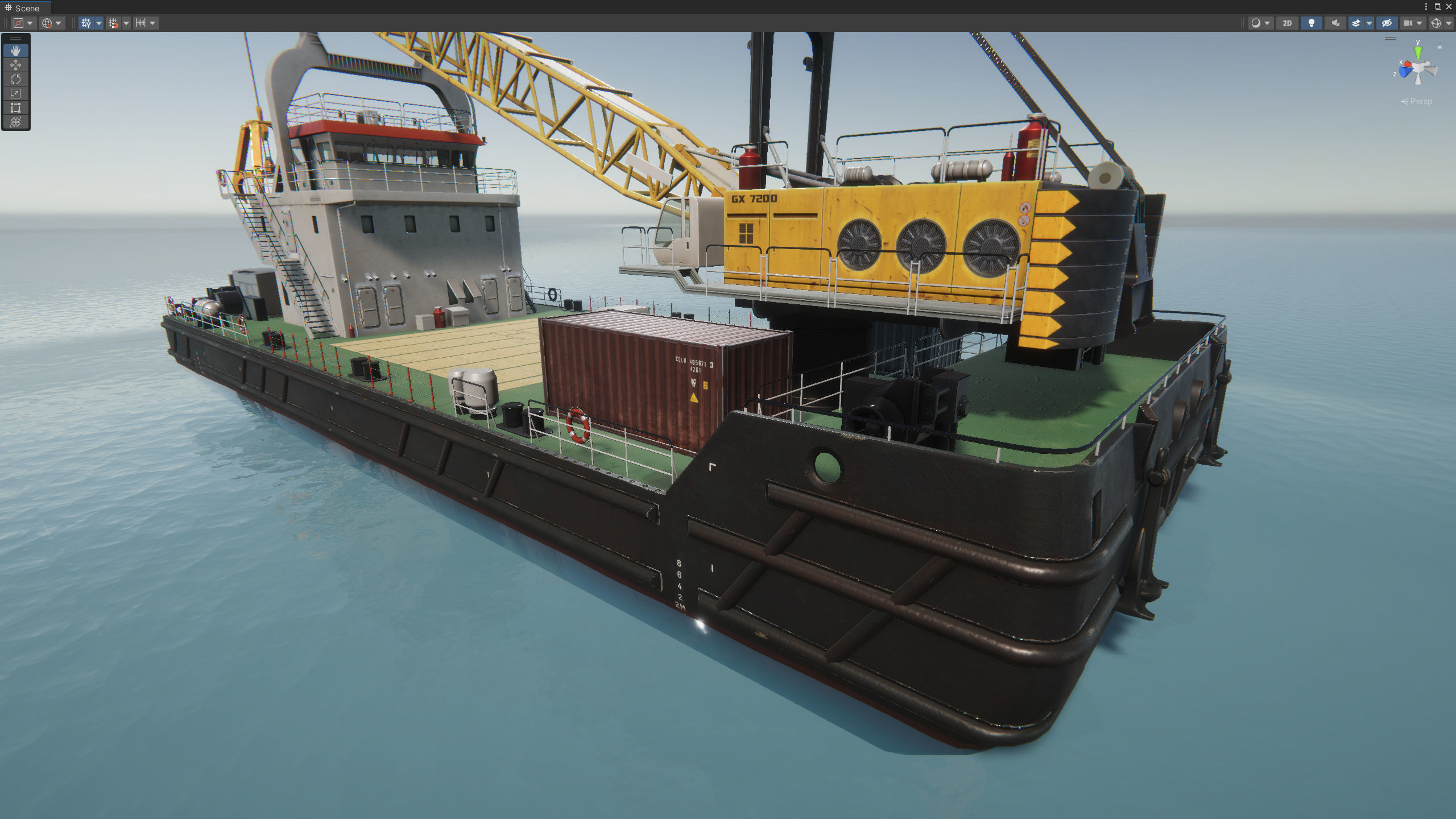 Crane Barge - low poly Low-poly 3D model_31