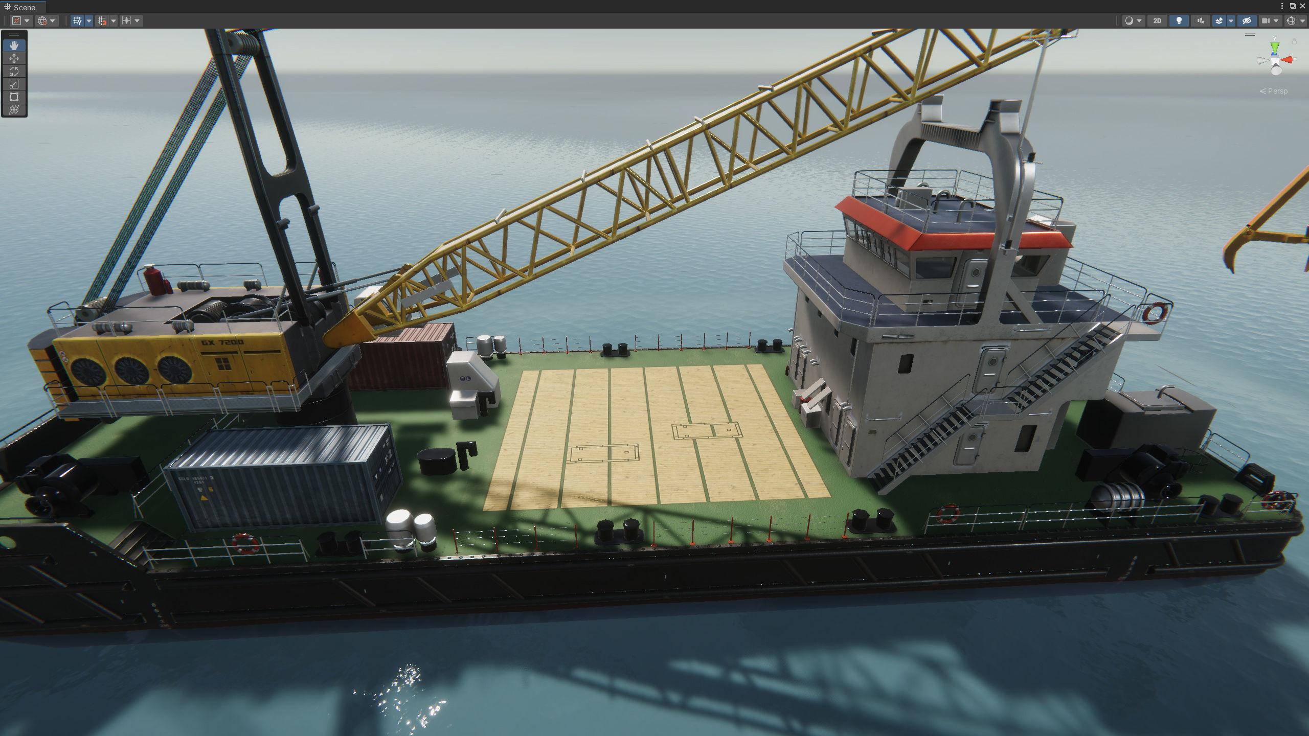 Crane Barge - low poly Low-poly 3D model_32
